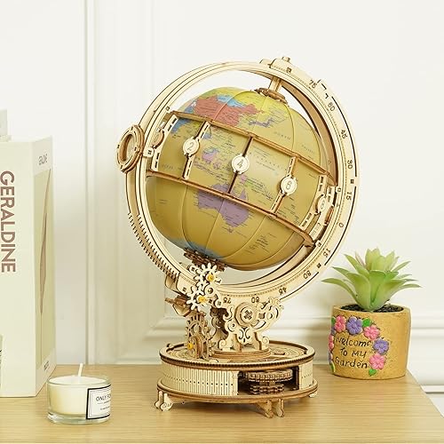 Miniatura 6 de Rompecabezas de madera 3D para adultos, rompecabezas de globo de madera con luz LED, kits de construcción de modelos, decoración de habitación para