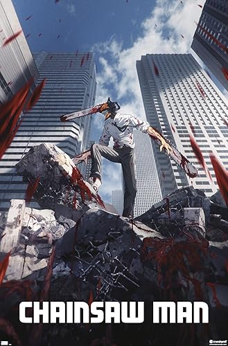 Trends International Chainsaw Man - Póster de pared de arte clave, 34 pulgadas de largo x 22.4 W, versión sin marco