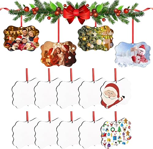 Adornos de Navidad 2022, en blanco de sublimación, decoraciones de madera para árbol de Navidad, decoración decorativa para colgar en la pared del