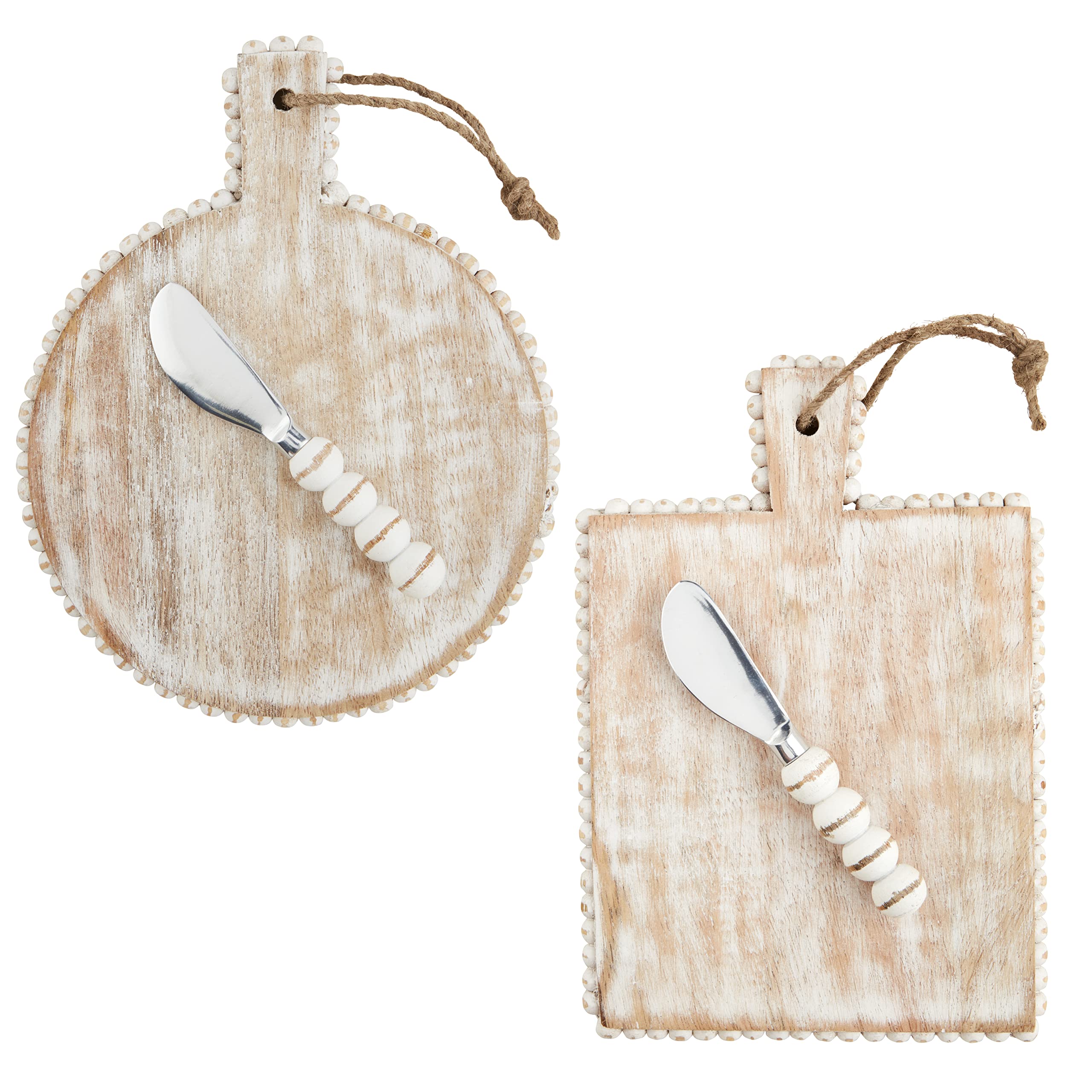 Mud Pie Round Small Beaded Board Set, Board Approx 9 1/2