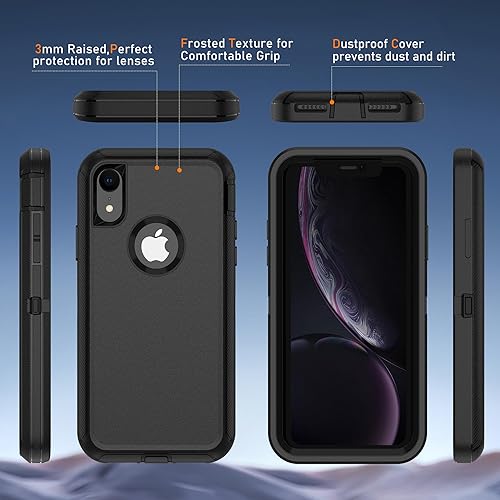 Miniatura 4 de para iPhone XR Funda con 2 Pack Protector de Pantalla HD, Grado Militar 3-en-1 Resistente  Protector de Cuerpo Completo a Prueba de