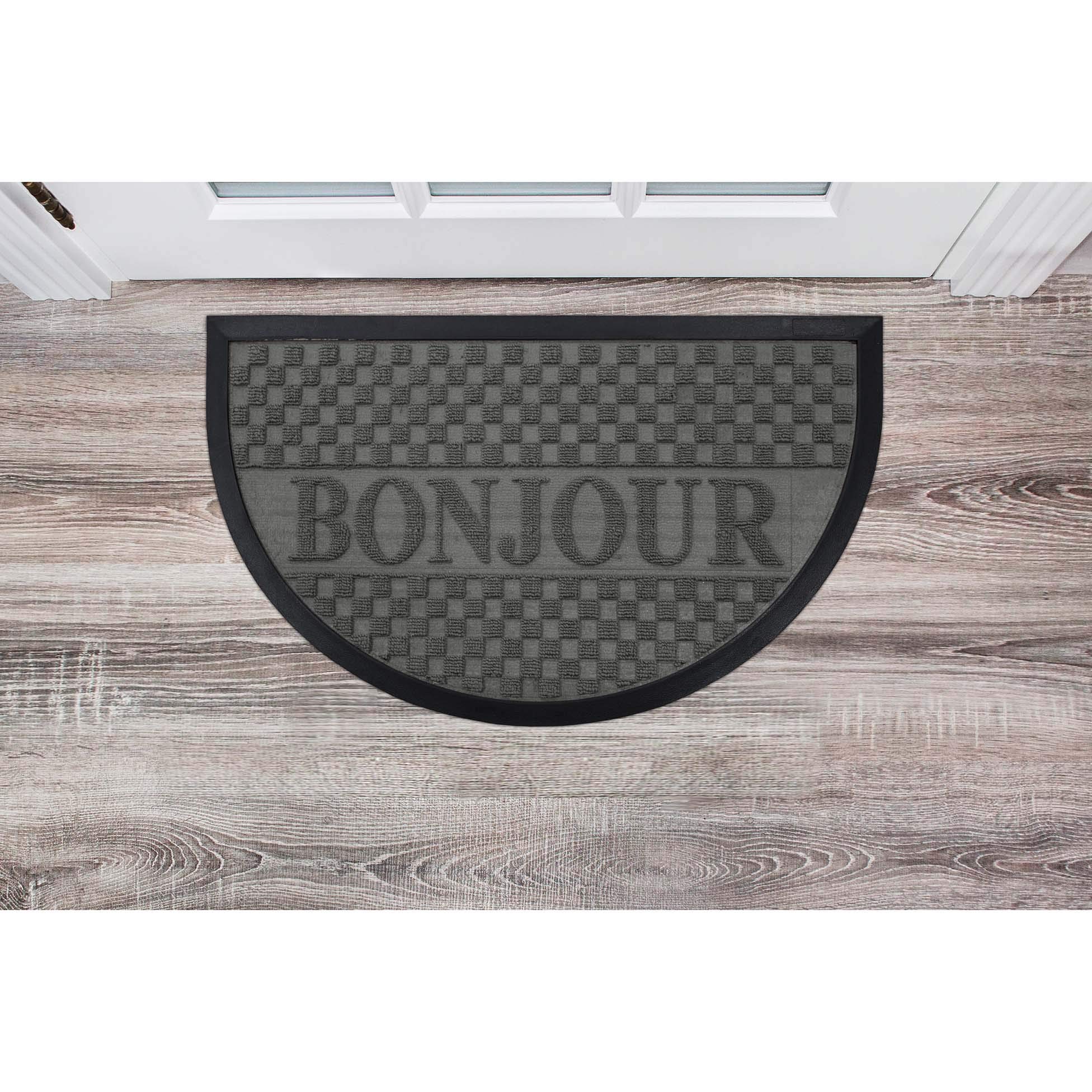 Tapis Deco 45 x 75 cm Demi-Lune Bonjour Door Carpet, Gris Grey - Image 2