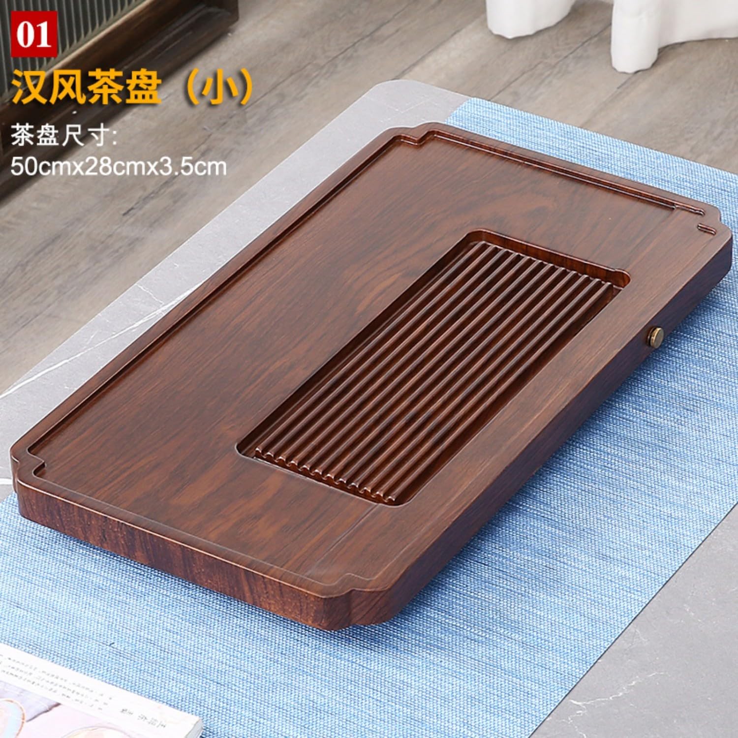 MOYEE 茶盘 Chinese Gongfu Tea Tray 茶具 Gongfu Tea Table Set Teapot Set 家用排水式干泡茶台高端 Solid Wood Tea Tray 实木茶托盘办公室茶海套装电木款 A13