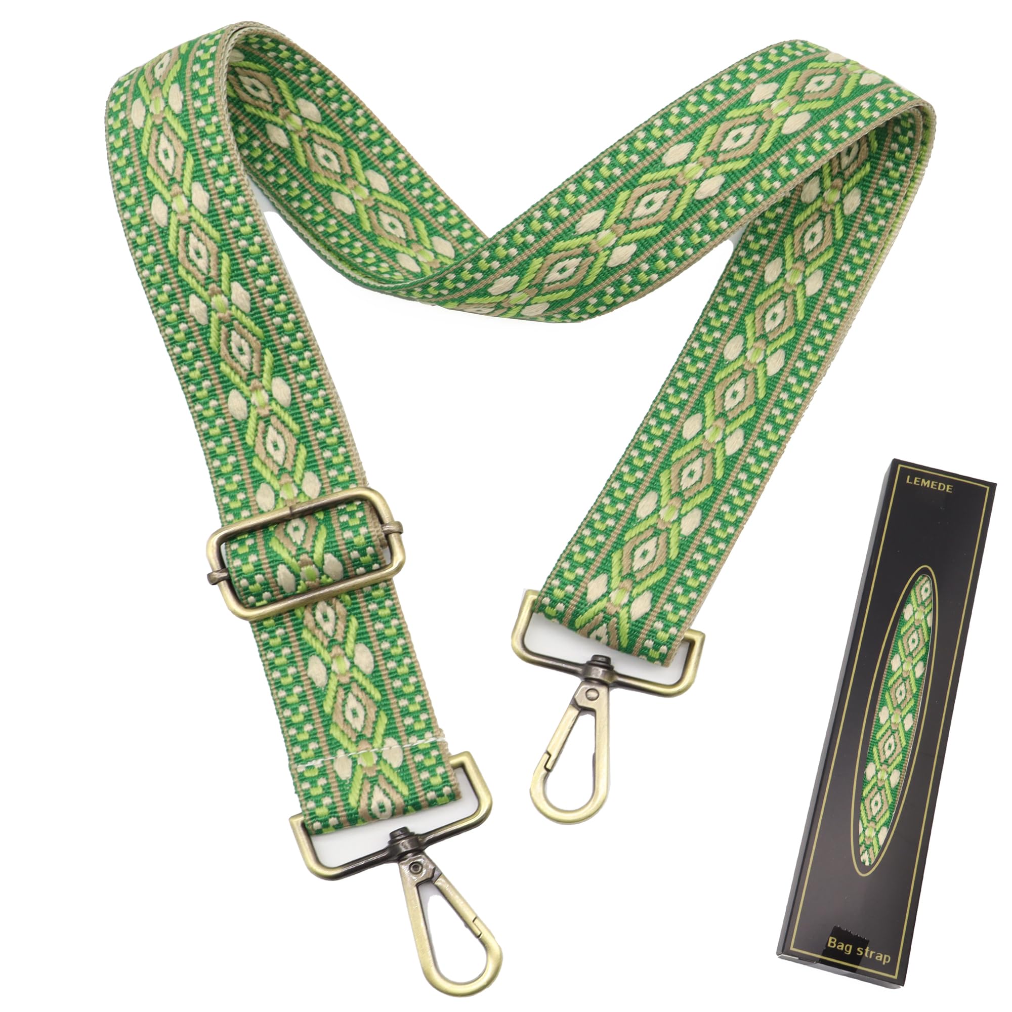 LEMEDE Purse Strap Adjustable Replacement Crossbody Bag Straps Retro Jacquard Embroidery Shoulder Straps for Shoulder Bag