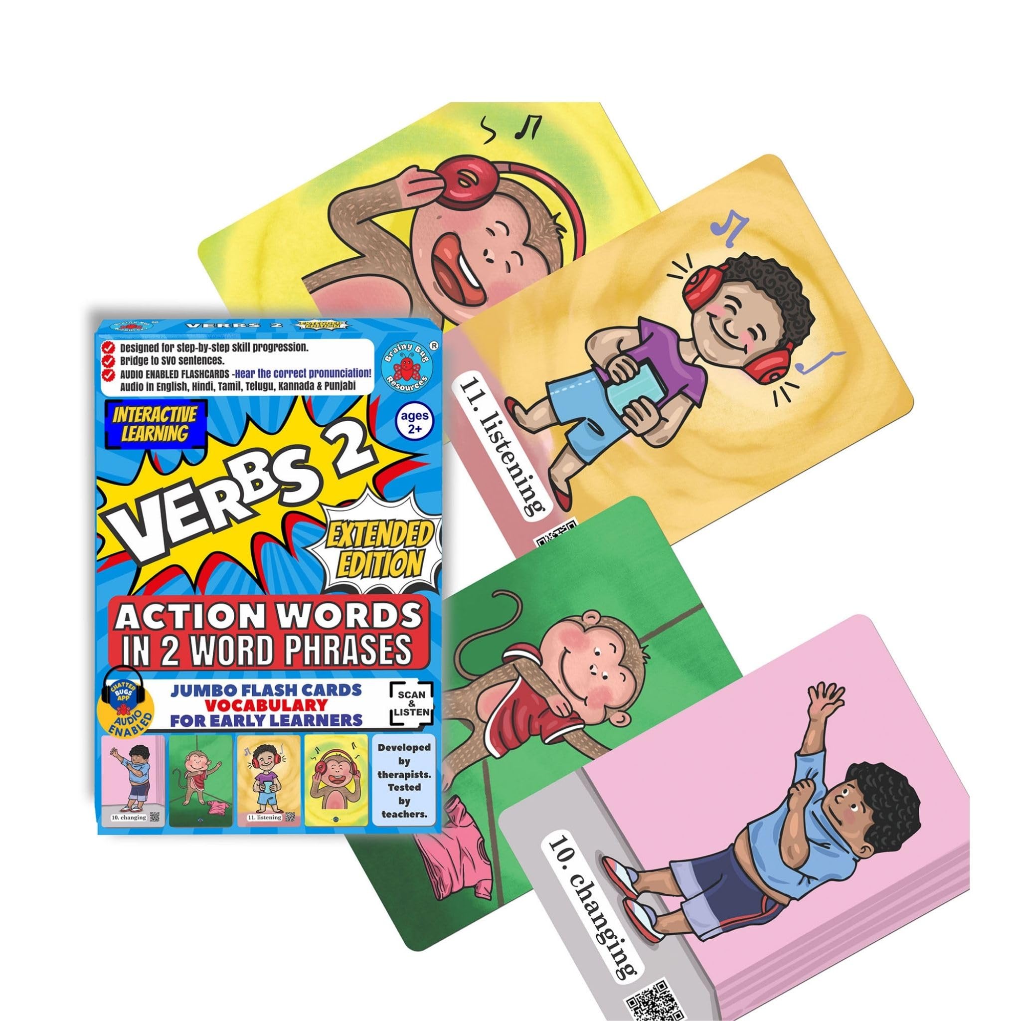 Brainy Bug Resources Educational Flash Cards and Child Resources for Teaching Language_Skills(Action Words, Level 2)-picture-13