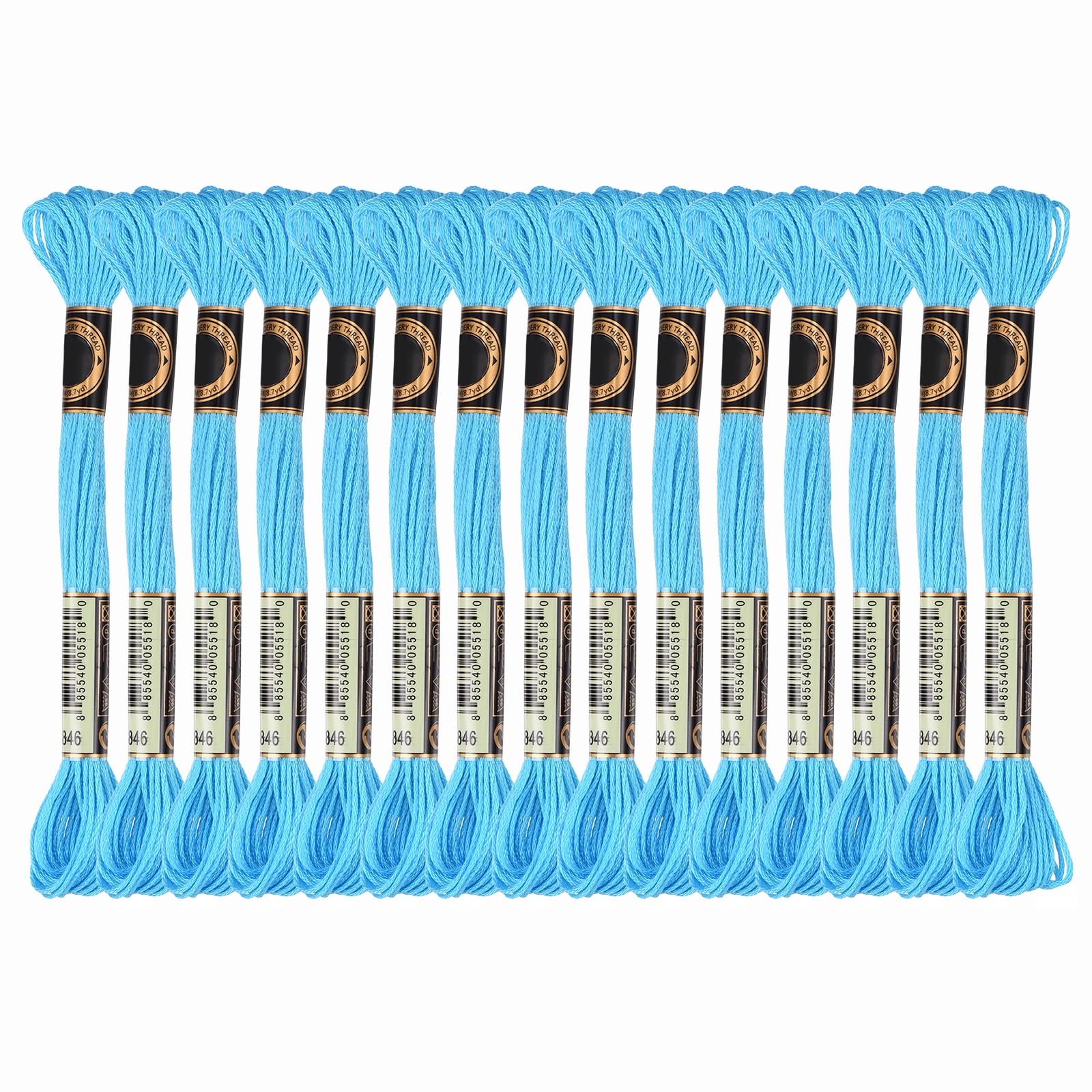 PATIKIL 15 Skeins Embroidery Floss, Solid Colors Polyester Embroidery Threads Friendship Bracelets String for Cross-Stitch Hand Embroidery, Bright Blue