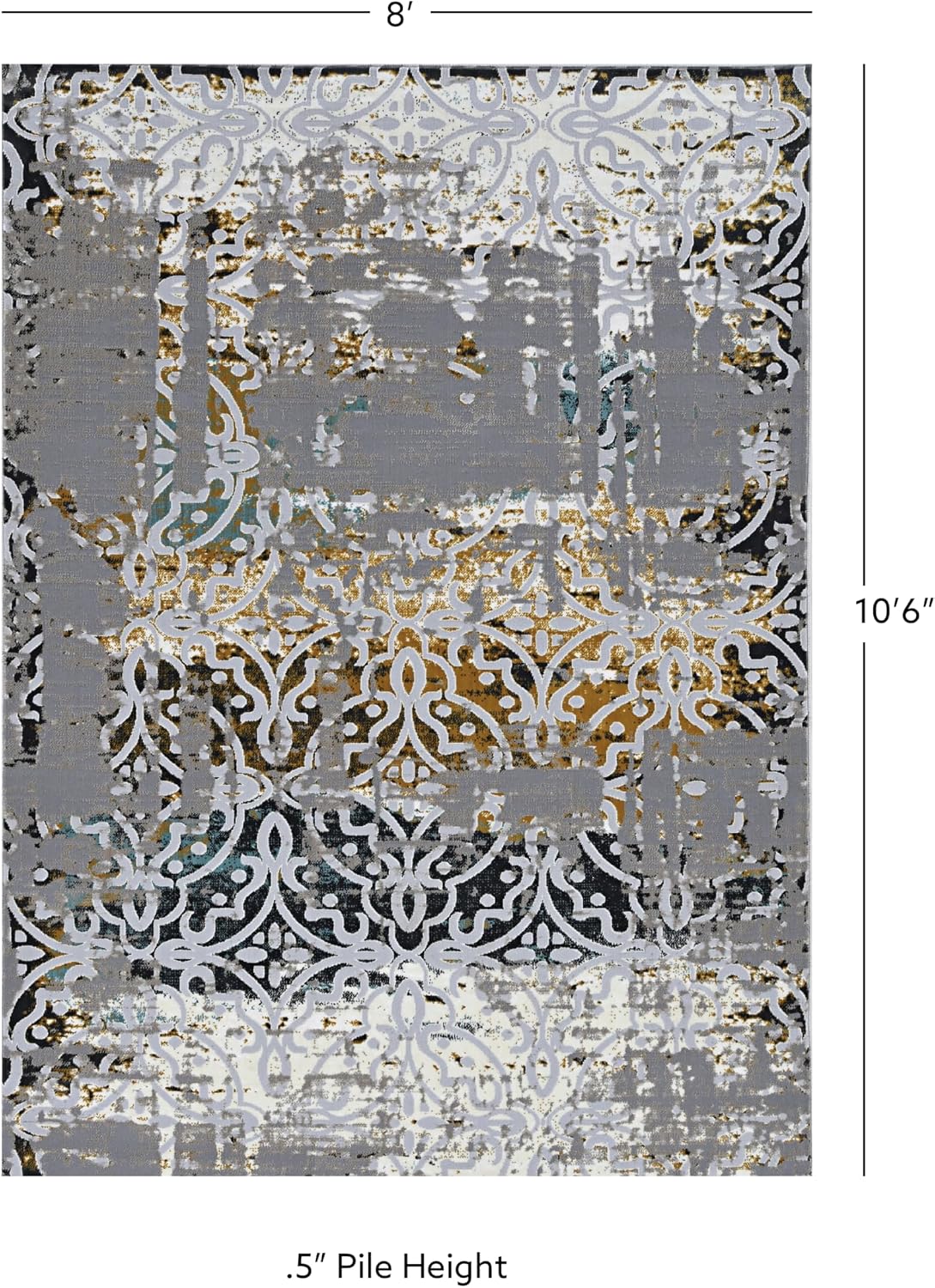 Linon Home Decor Products Inc Panache Hampton Grey 8' X 10'6" Area Rug