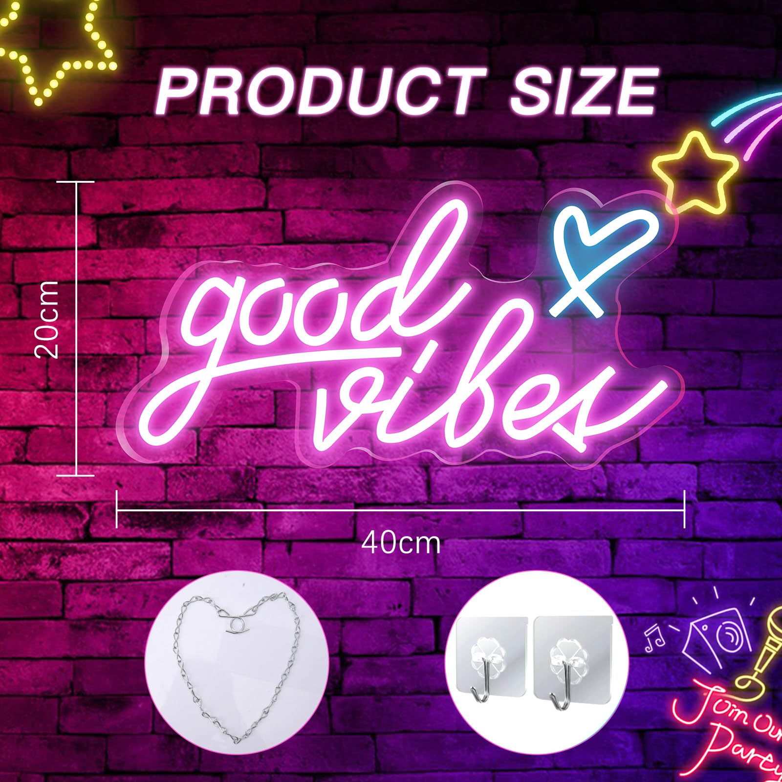 Good Vibes Targa al neon,Insegna al Neon Led Personalizzata,USB, luce al neon, decorazione da parete a LED,Parete Scritta Luminosa Personalizzata per Feste Compleanno Matrimoni Negozi Bar (Rosa 2)