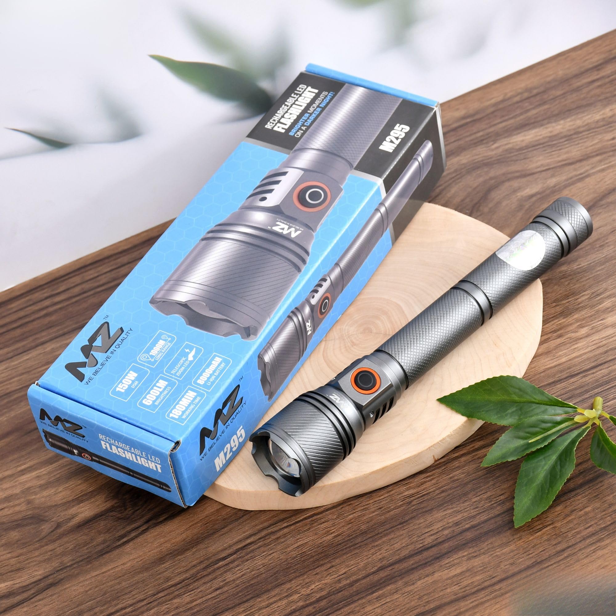 my MZ M295 Rechargeable LED Metal Torch, Zoomable Super Bright 150W
