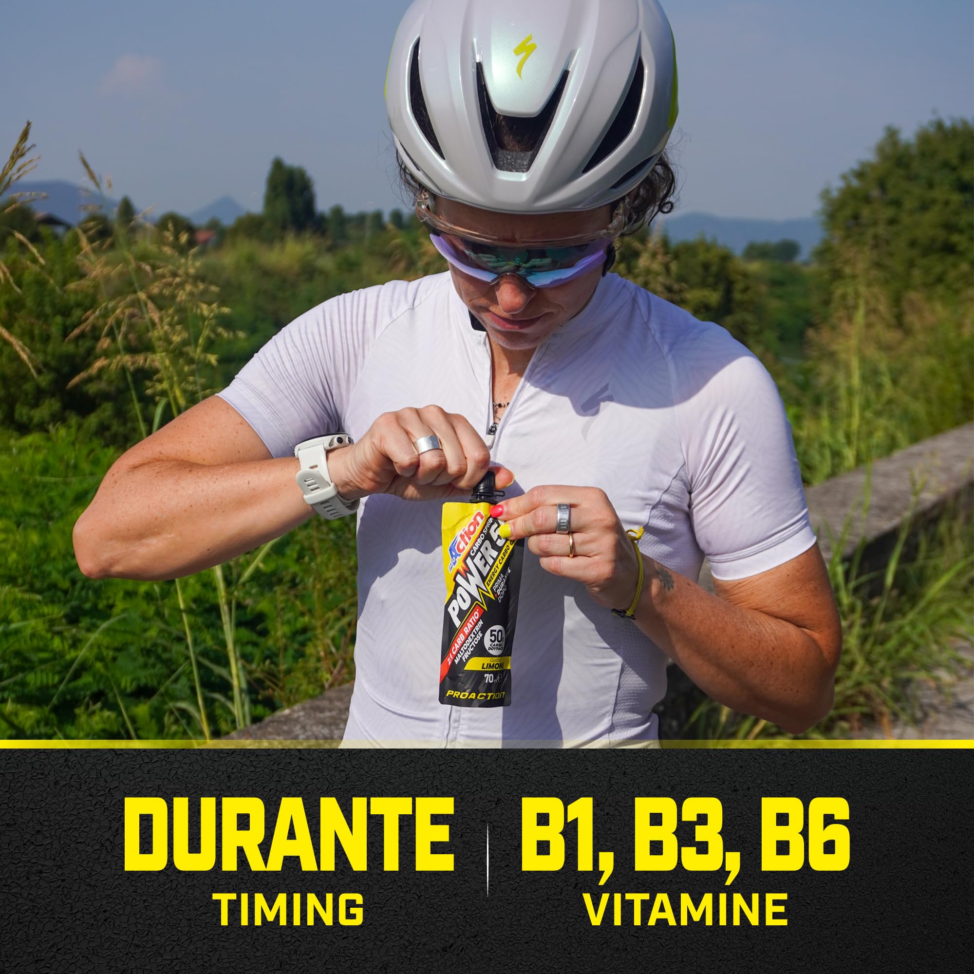 ProAction Carbo Sprint Power 50 Carbo Gel 50g | Gel Carboidrati 2:1 con Maltodestrine e Ciclodestrine Altamente Ramificate per Ciclismo Endurance | 70 ml per Stick | Box da 32 pz