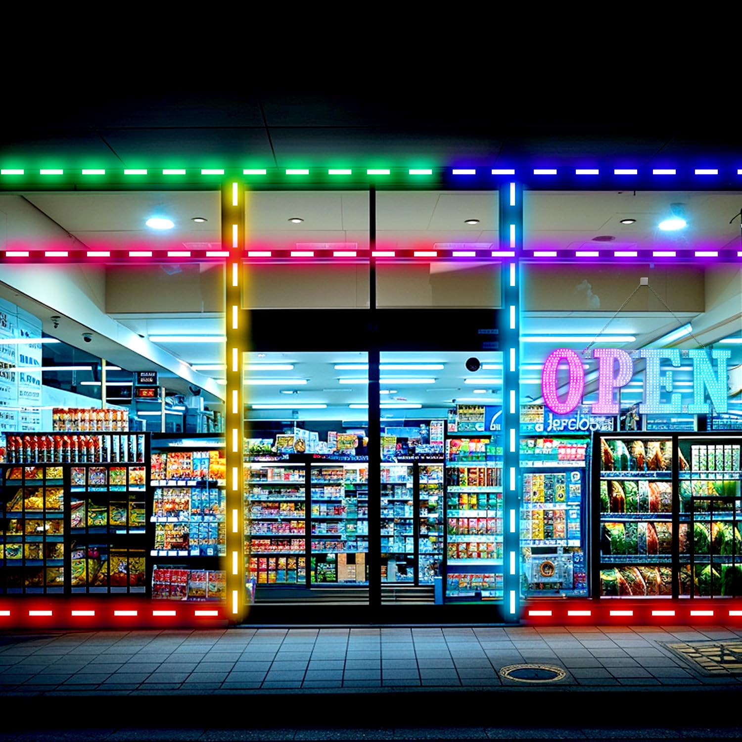 LemonNova LED Window Lights Waterproof Storefront Lights RGB Module Lights for Business, Smart Color LED Light Strip for Advertising Signs Store Light 20FT, Compatible with Alexa & Google Assistant