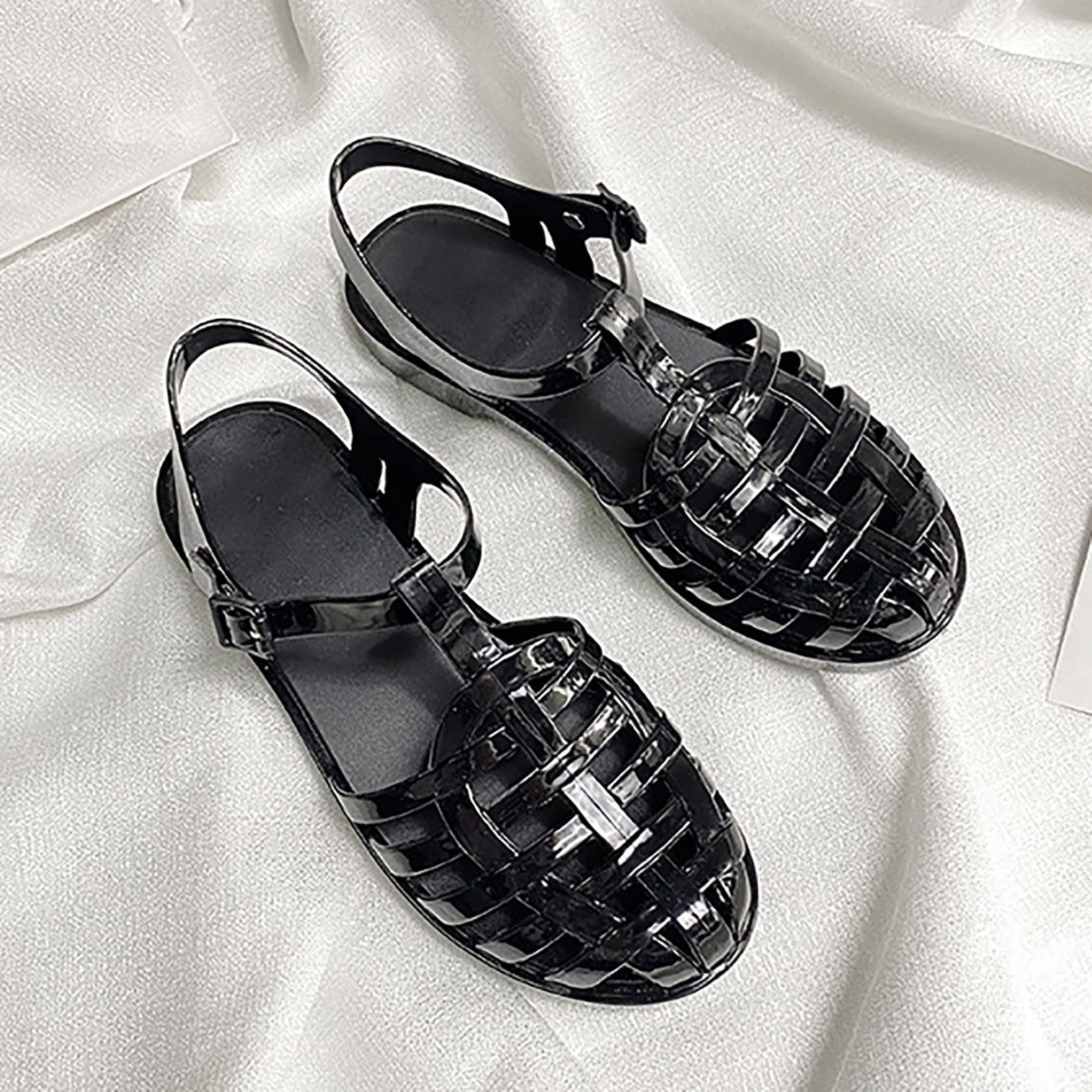 Sandalias bajas de mujer a la esclava – Chanclas de plástico cerradas