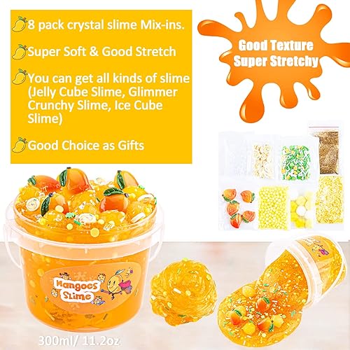 Miniatura 2 de Clear Slime, kit de slime crujiente con 8 complementos, ideal para aliviar el estrés, recuerdo de fiesta para niños, cumpleaños, Navidad, Año Nuevo,
