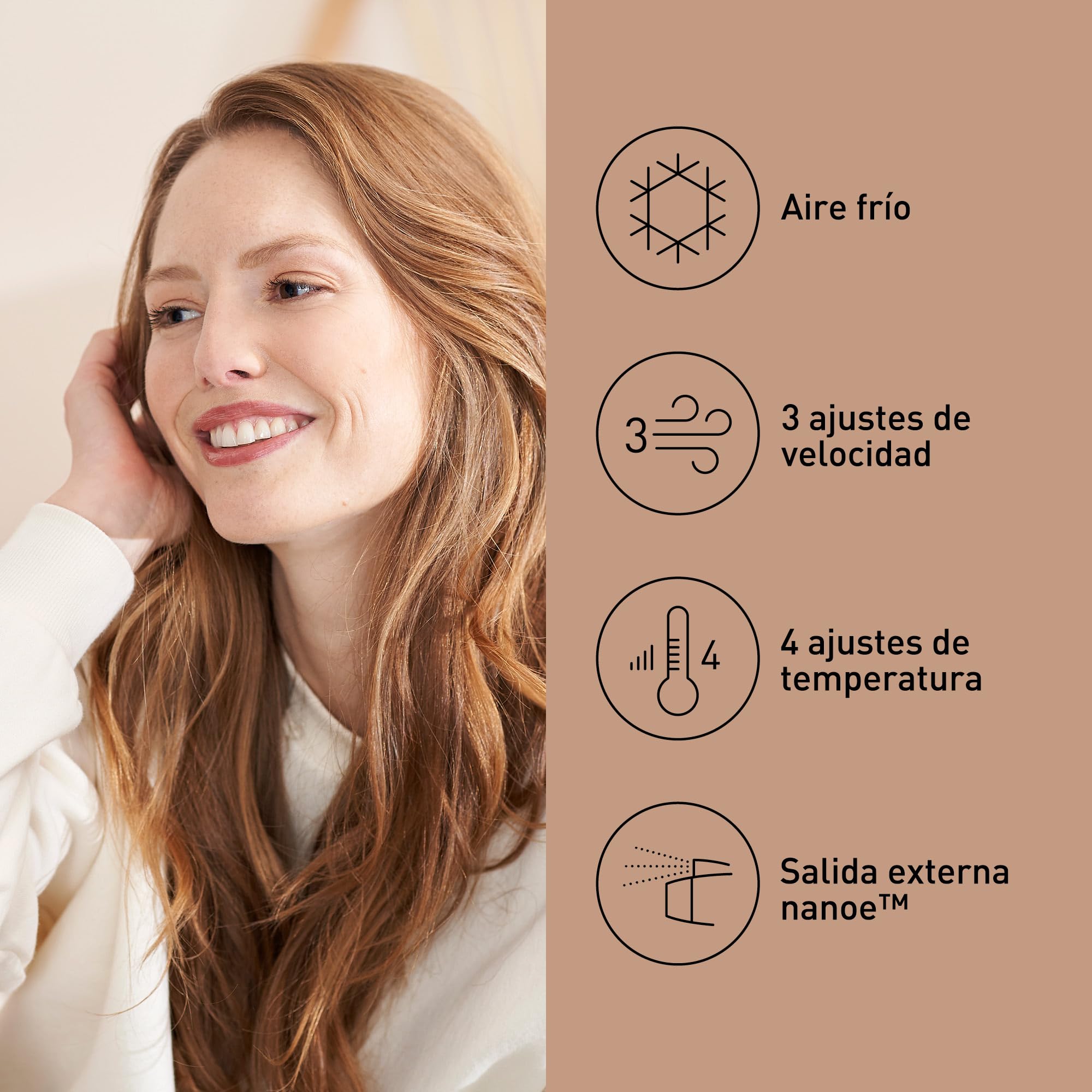 Panasonic EH-NA63CN825 - Secador profesional para hidratación y brillo (tecnología nanoe avanzada, 2000 w potente, 3 velocidades y 4 temperaturas, botón de aire frio, con difusor)