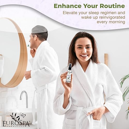 Miniatura 6 de EuroSpa Aromatics Spray de almohada de aceite de eucalipto puro con infusión de lavanda, spray para dormir profundo, spray de cama de lavanda,