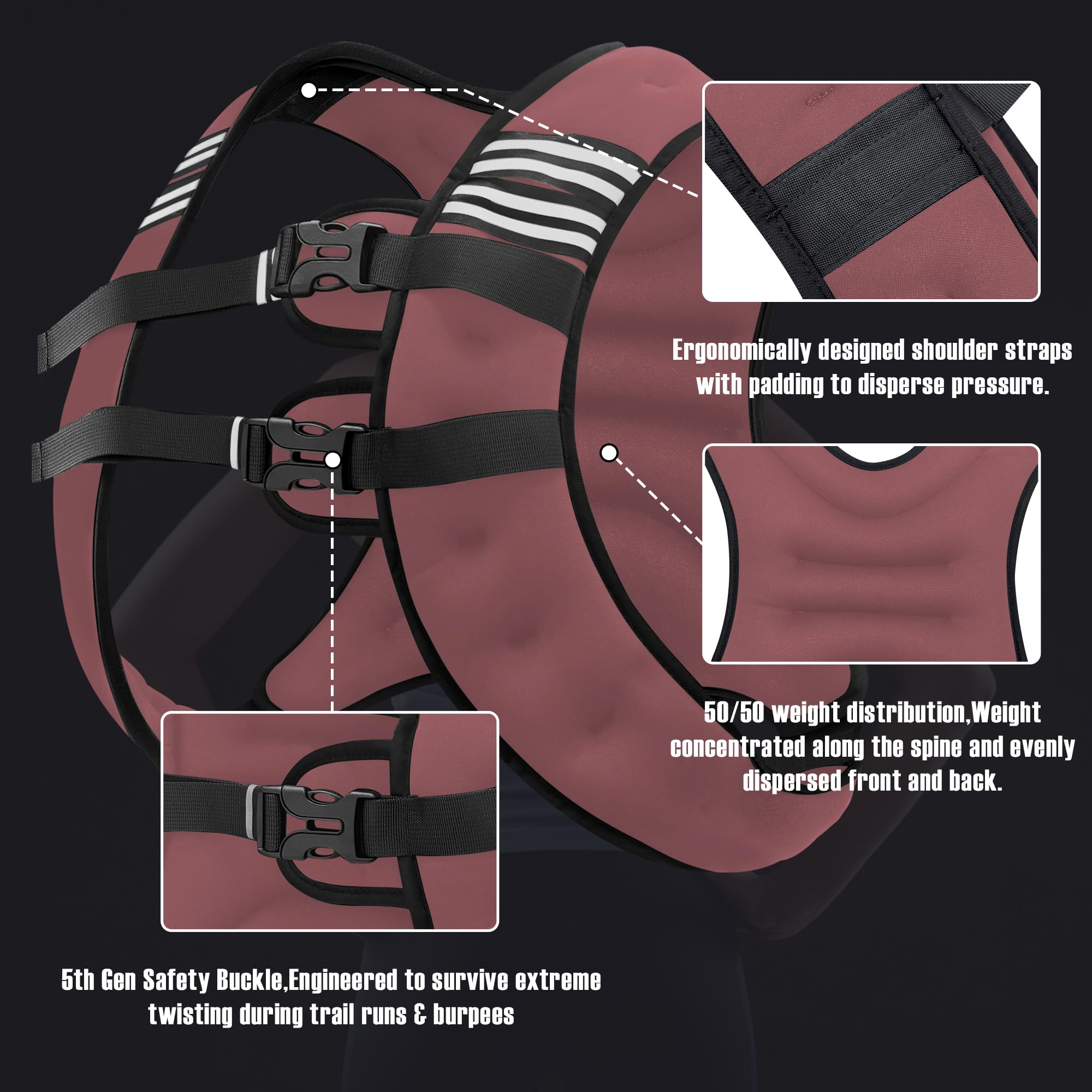 NATURELUX Gewichtsweste Männer oder Frauen - 5/10/15/20/25/13,6 kg Gewichte mit reflektierendem Streifen, Gewichtsweste für Trainingsgeräte für Krafttraining Laufen - Gehen Gewichtsverlust