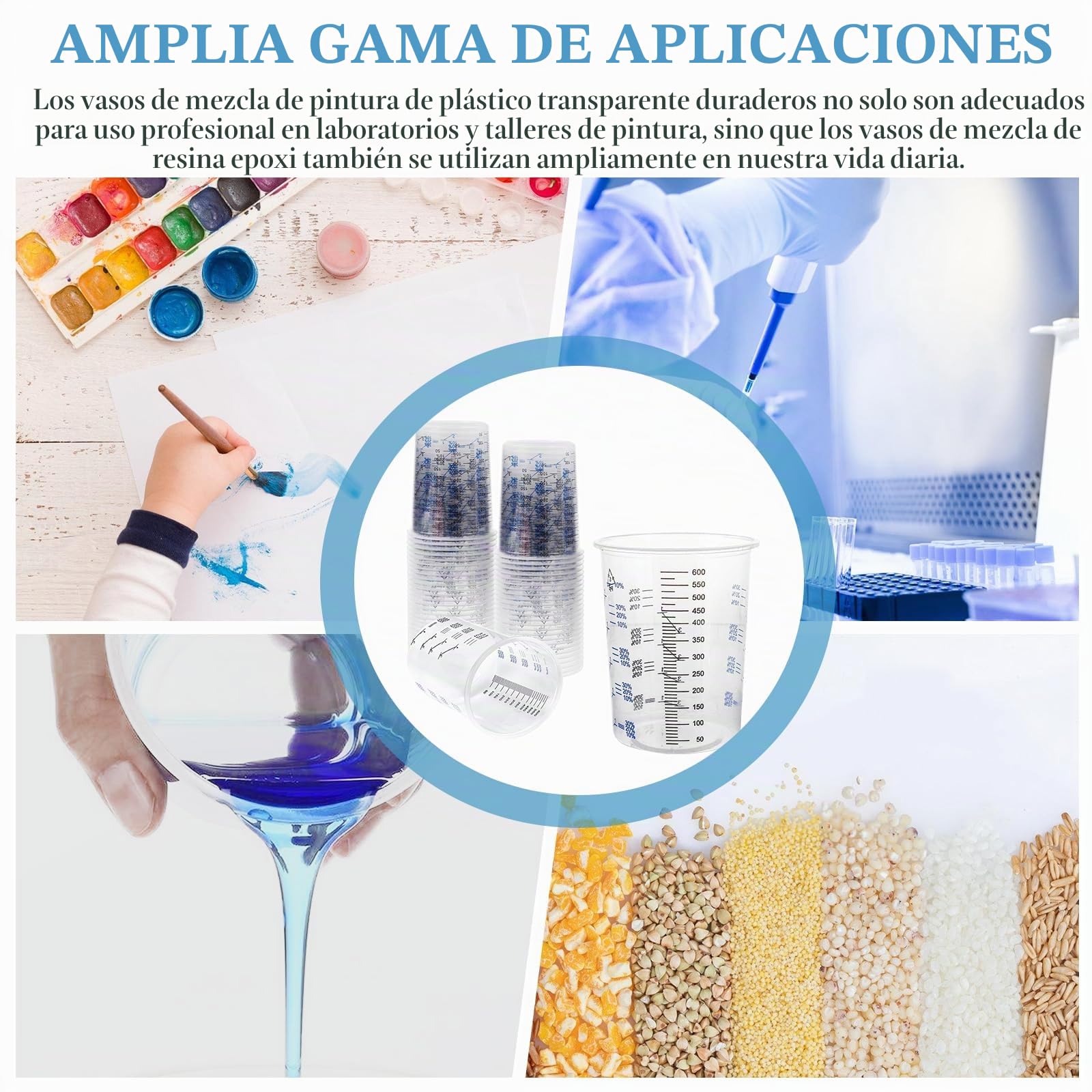 Vasos Mezcladores De Pintura,50 Pcs 600ml Vasos Mezcladores De Plastico,Vasos Medidores Pintura,Tazas De Mezcla De Pintura Para Líquidos,Pinturas,Pigmentos