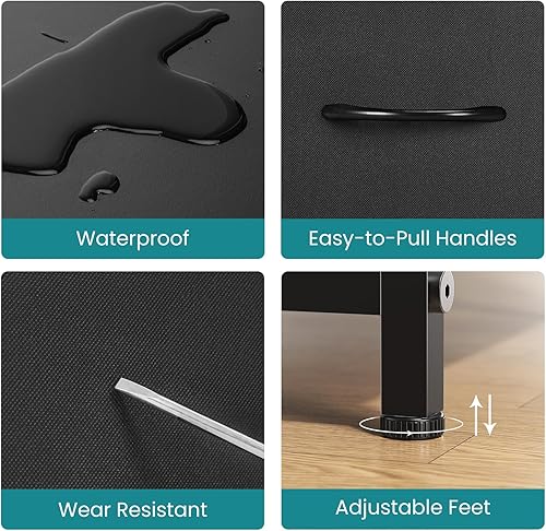 Miniatura 5 de OLIXIS Cómoda de 5 cajones para dormitorio, torre de almacenamiento de tela para sala de estar, entrada, marco de acero resistente, parte superior