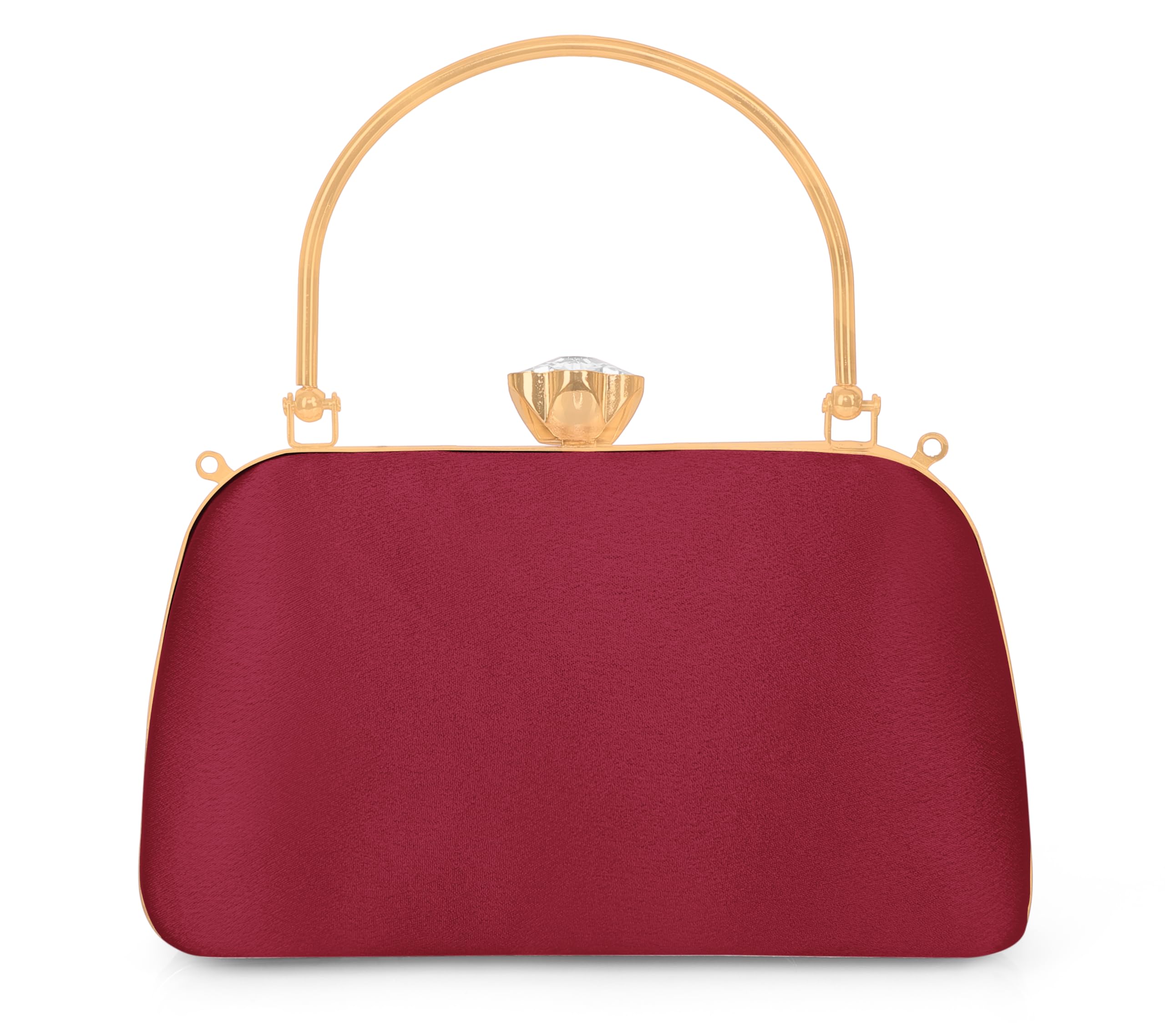 MISHA Radiance Flower Diamond Satin Clutch (MAROON) 1
