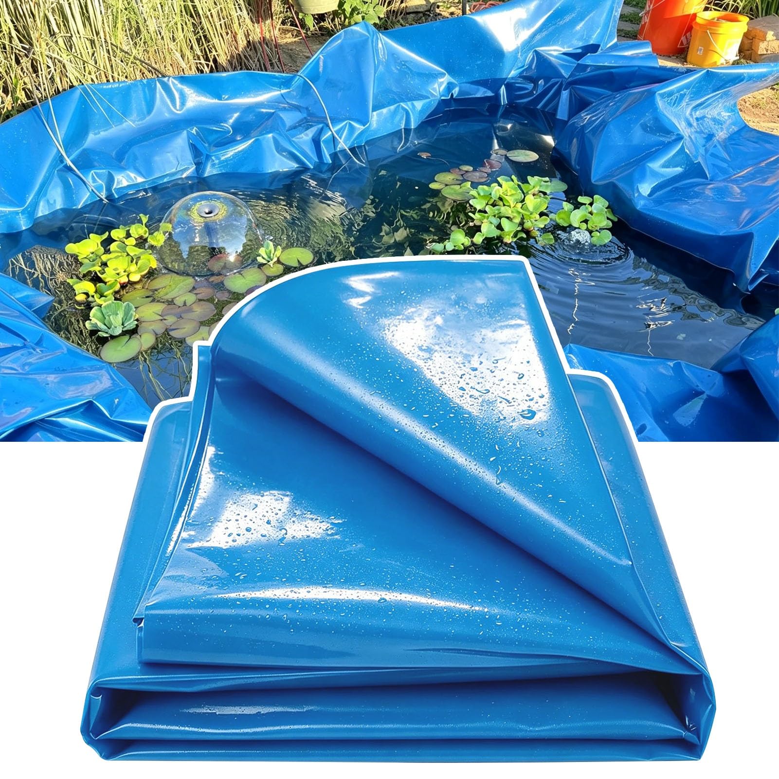 Hamankim Heavy Duty Waterproof Pond Liners 1x8m 2x4m 3x5m 5x6m 6x9m 7x12m 10x15m HDPE Underlay Tarpaulin Membrane, Sealing Film for Water Storage Fish Pond and Outdoor Pools(3x10m(9.8x32.8ft))