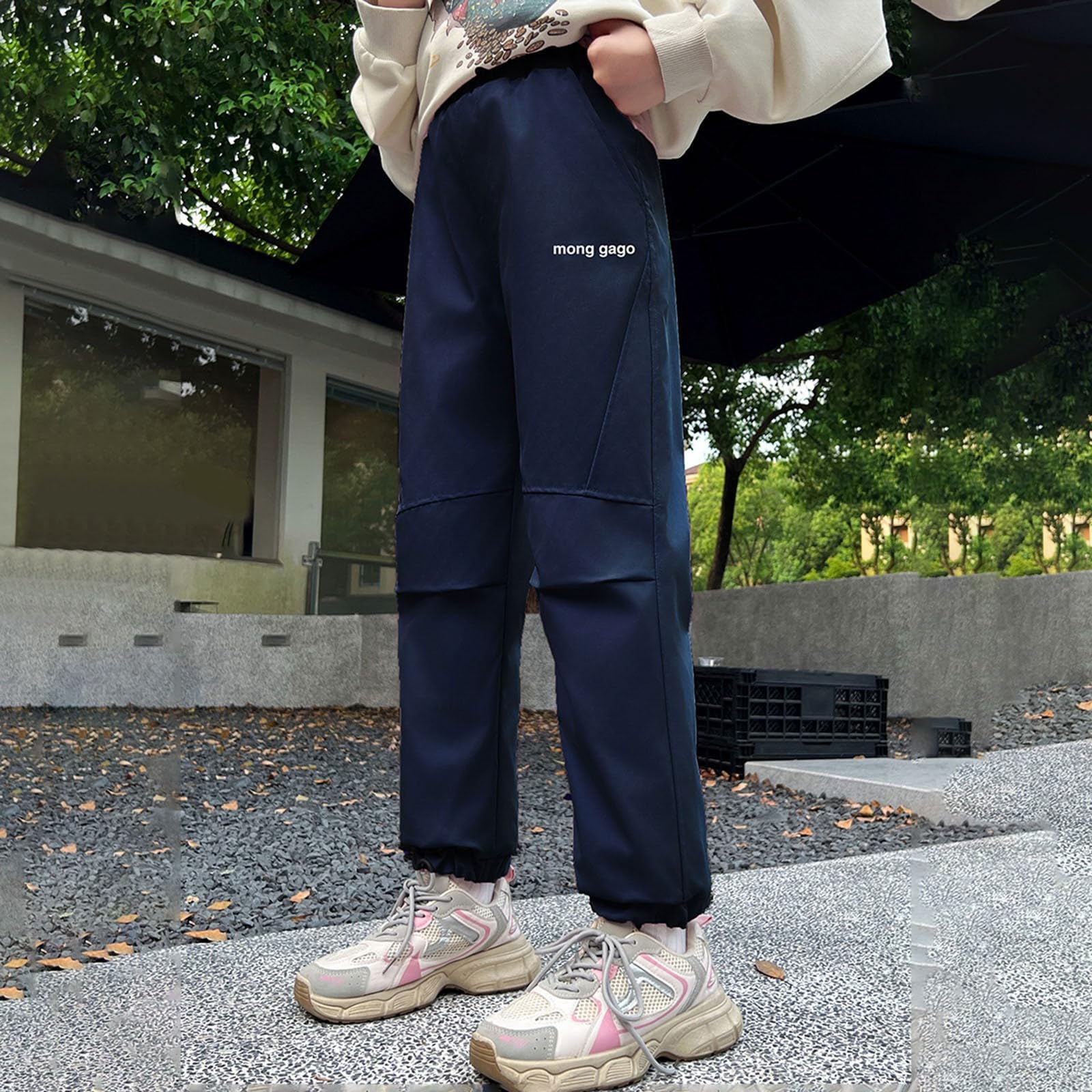 Wanderhose Jungen Mädchen Regenhose Wasserdicht Winddicht Trekkinghose Atmungsaktiv Mesh Futter Jogginghose Elastischer Bund Mit Taschen Outdoor Hose für Kinder Gr.122-164