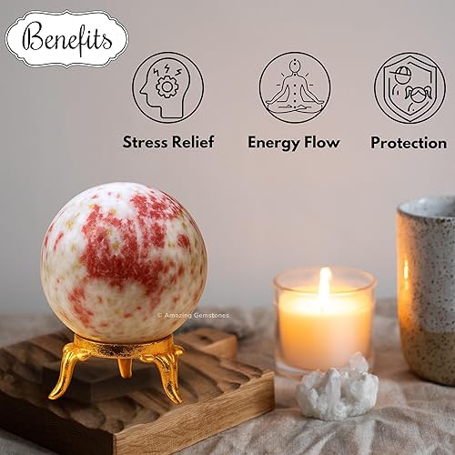 Vista 447 de Amazing Gemstone Black Tourmaline Crystal Ball with Stand - 2" Inches Crystal Sphere Meditation Balls for Witchcraft and Decorative Balls