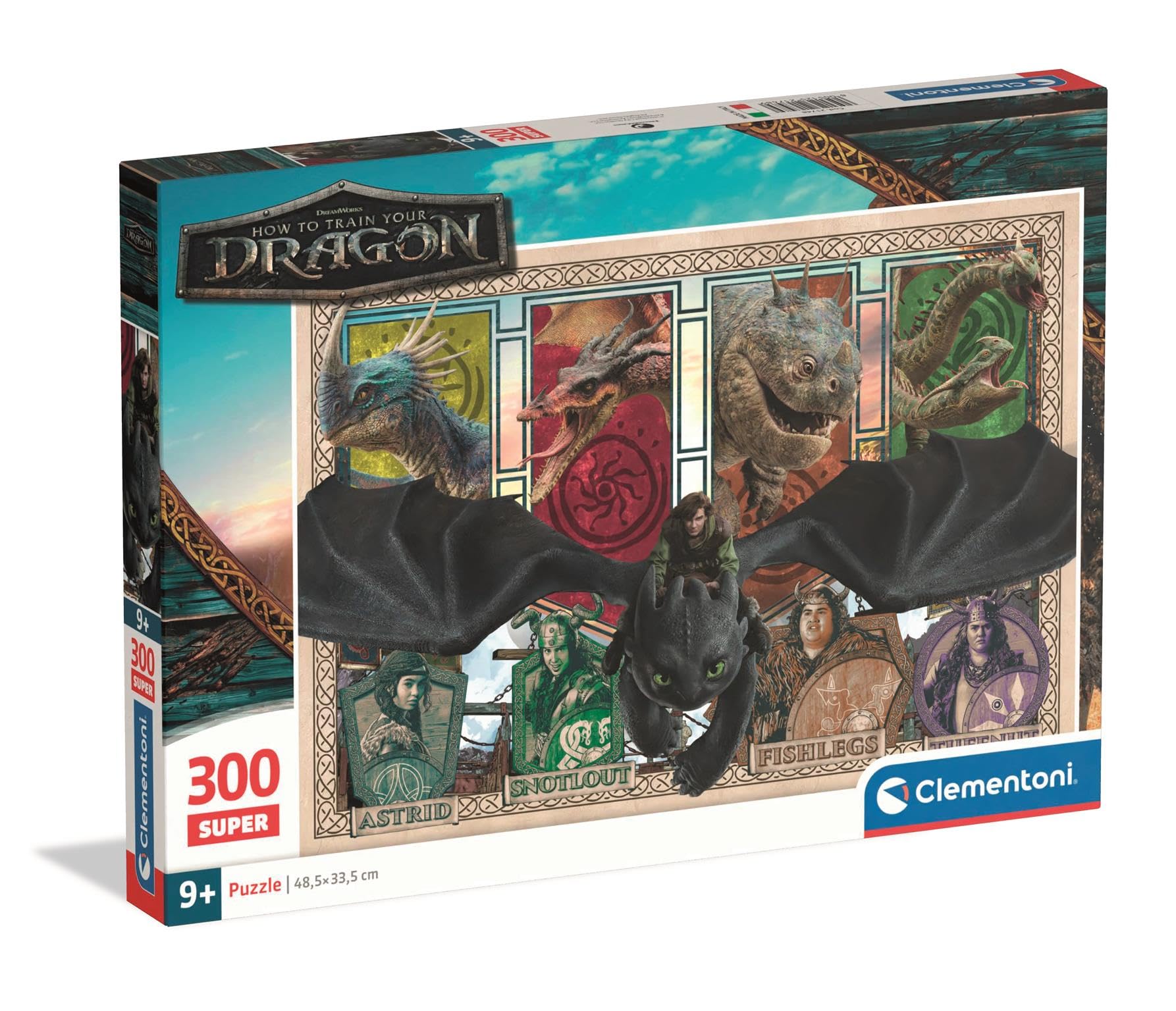 Clementoni Puzzle 300 pieces, How To Train Your Dragon, Puzzle for Kids 9+ years, Made in Italy, 21748