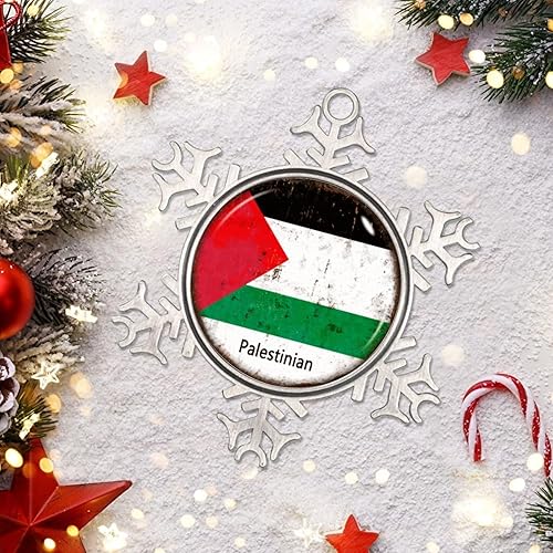 Miniatura 4 de LITTLEGROVE SEEDS Adornos de Navidad con bandera palestina 2023, adorno de copo de nieve para decoración de árbol de Navidad, decoración de árbol de