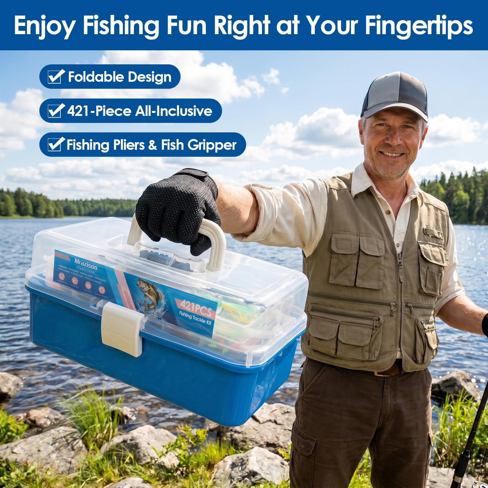 421PCS Fishing Lures Kit - Tackle Box for Anglers -4