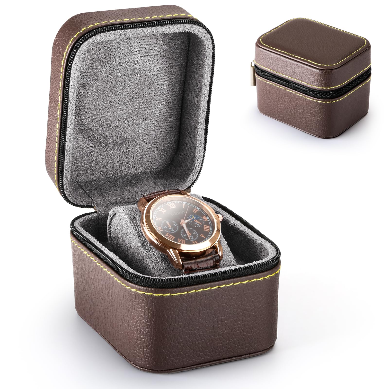 Amazon.com: VELORIA Brown Premium PU Leather Single Watch Box for