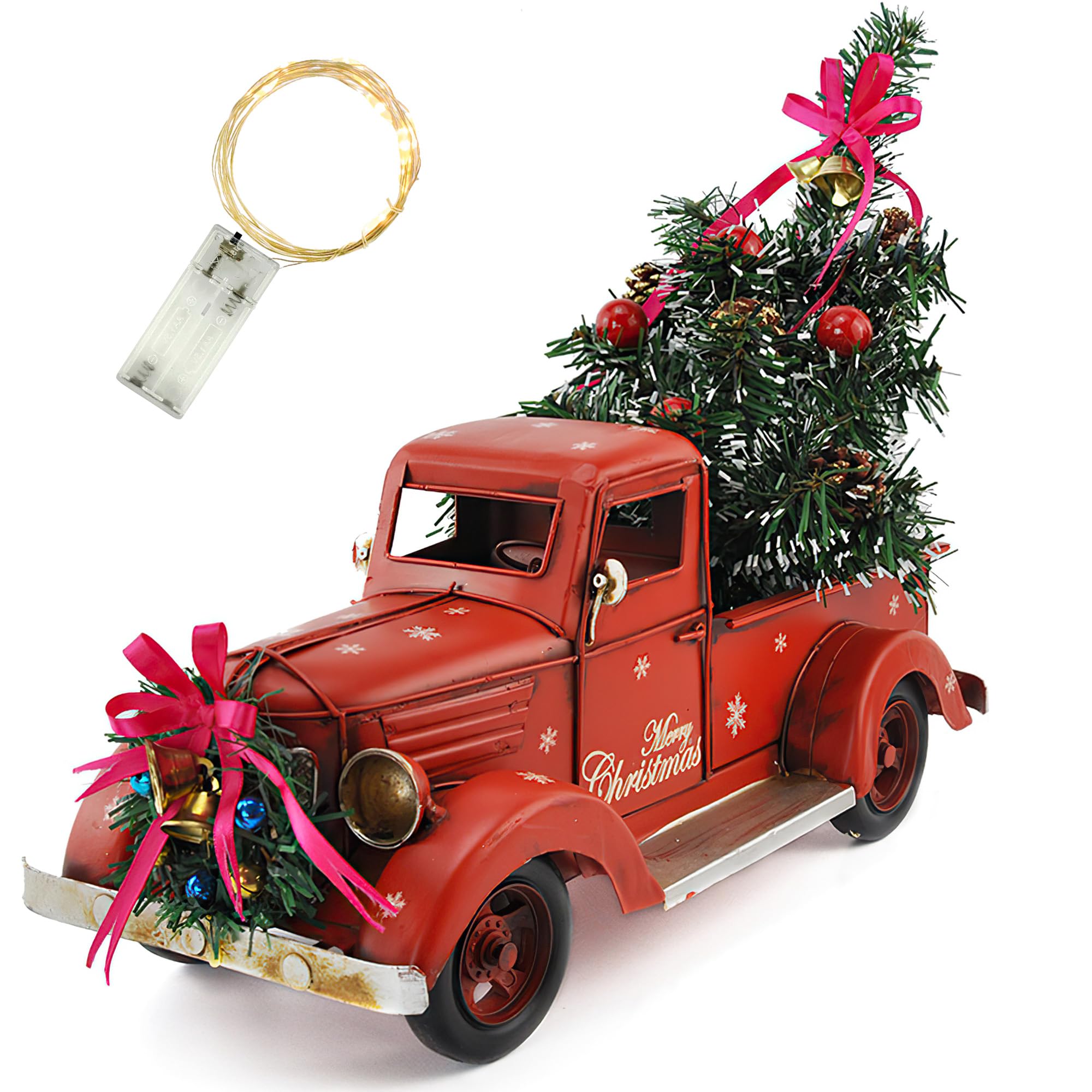 Couronne de Noël de 45 cm, guirlande de Noël vintage de camion rouge, décoration de Noël, couronnes d'automne pour porte d'entrée, mur, fenêtre | Leroy Merlin