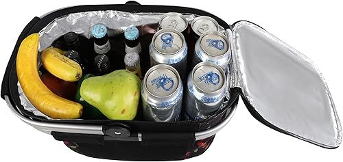 Miniatura 25 de ALLCAMP Cesta de pícnic, 2 cajas de hielo incluidas con enfriador aislado de 32 litros, cesta de picnic plegable gruesa con cestas extraíbles y