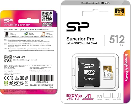 Miniatura 5 de Silicon Power - Tarjeta micro SD de 512 GB U3 SDXC microsdxc de alta velocidad con adaptador