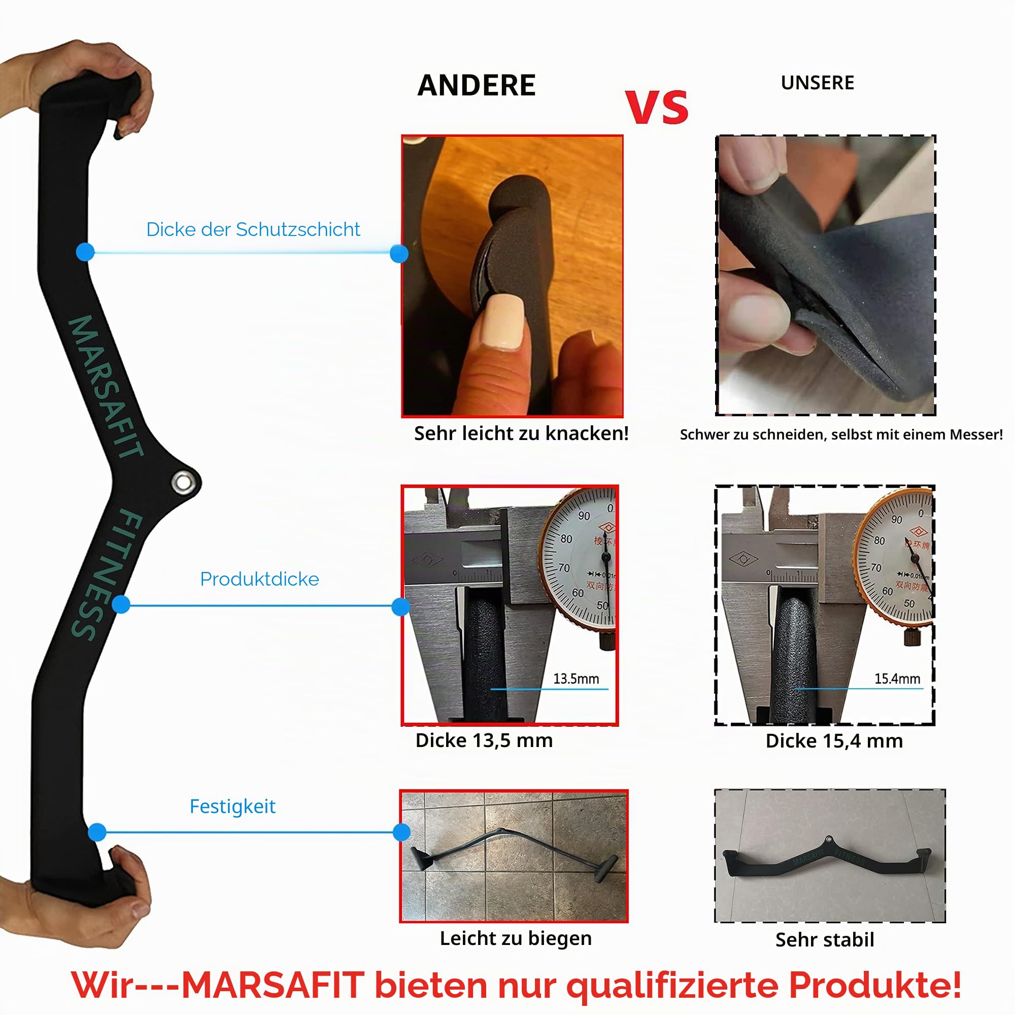 MARSAFIT Home Gym Fitness Rudern T-Bar V-bar Seilzug Seilzugmaschine Aufsätze Bizeps Curl Trizeps Latzugstange Rückenkrafttraining Griff Griffe Latzugstange Push Down Übungen
