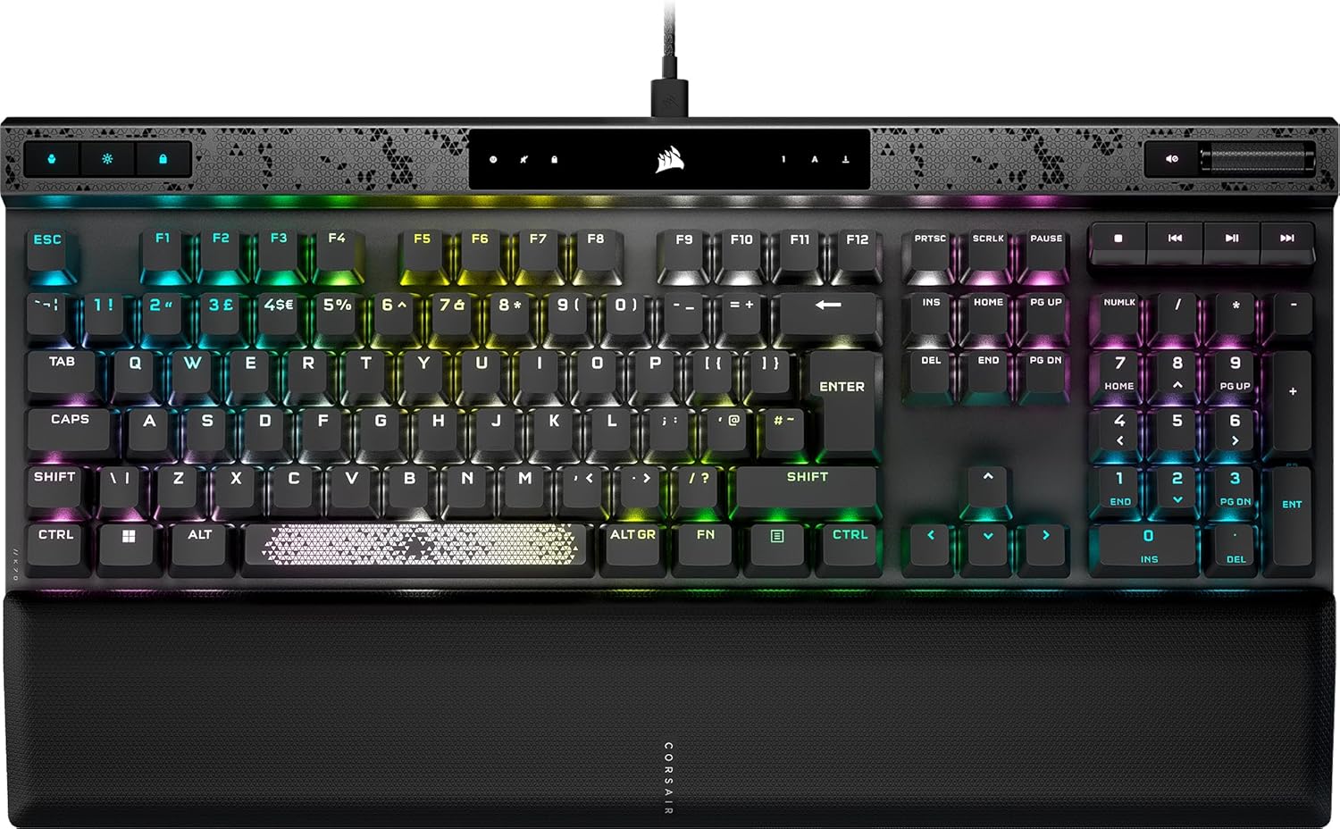 CORSAIR K70 MAX RGB Magnetic-Mechanical Wired Gaming Keyboard – Adjustable MGX Switches – PBT Double-Shot Keycaps – Rapid Trigger Mode – iCUE Compatible – PC, PS5, PS4, Xbox – QWERTY UK – Steel Grey