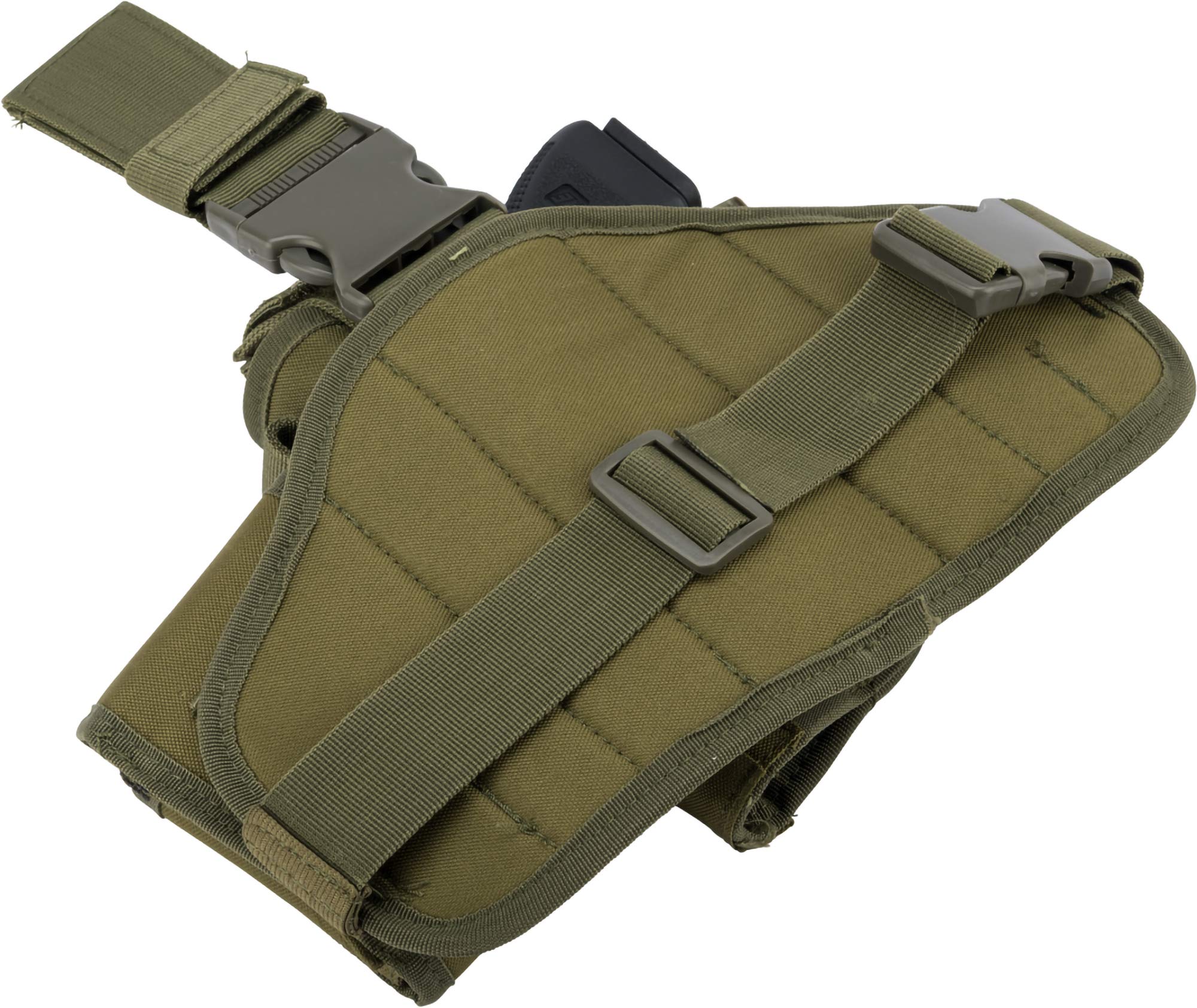 Evike Airsoft - Matrix Drop Leg MOLLE Platform w/Holster and Pouch Set (Color: OD Green)