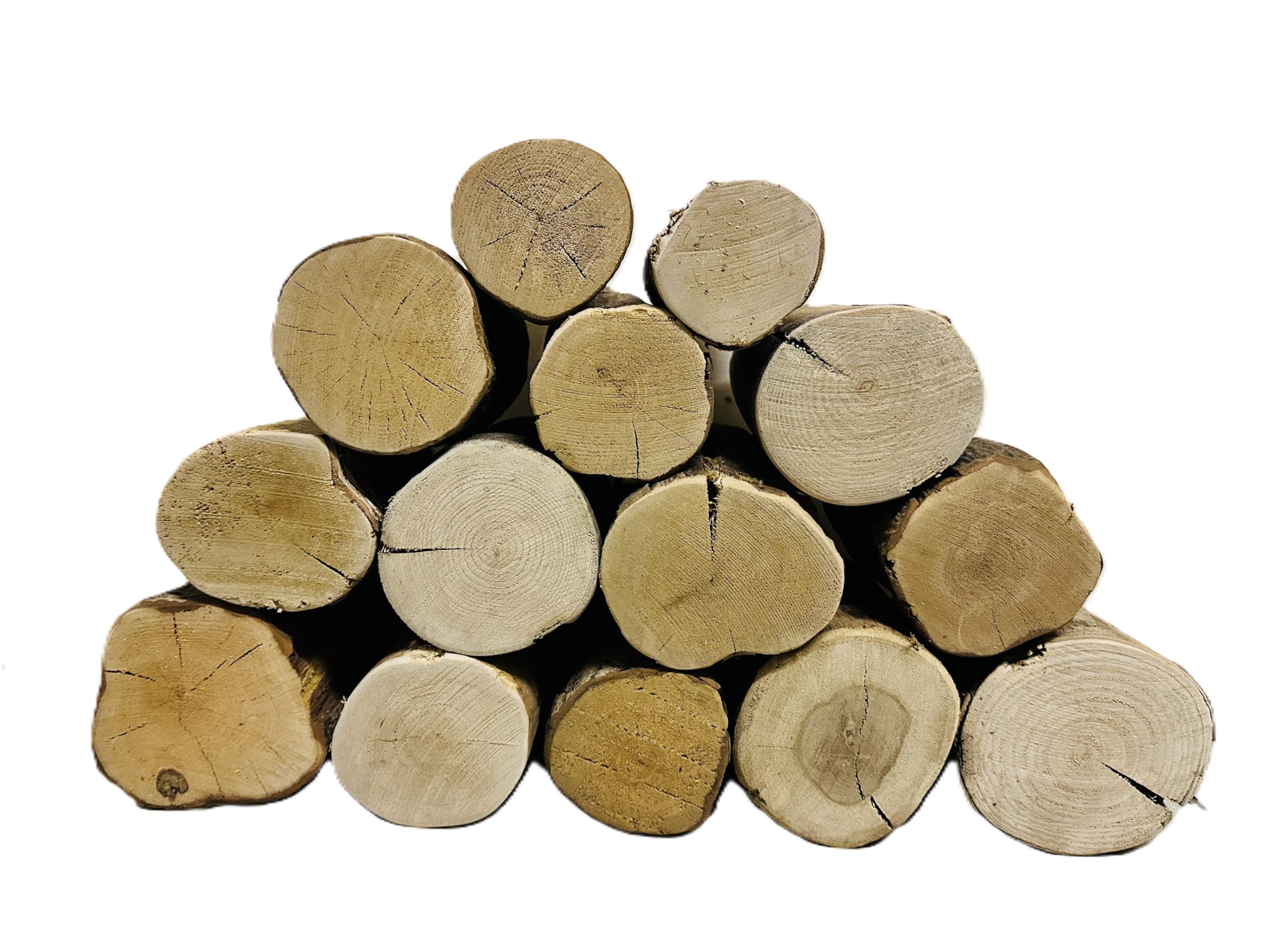 Decorative Round Kiln Dried Hardwood Firewood Logs, Rustic Home Decor, Mixed Diameters 4cm-16cm, 15cm Length, Sanded Ends, Bug Free