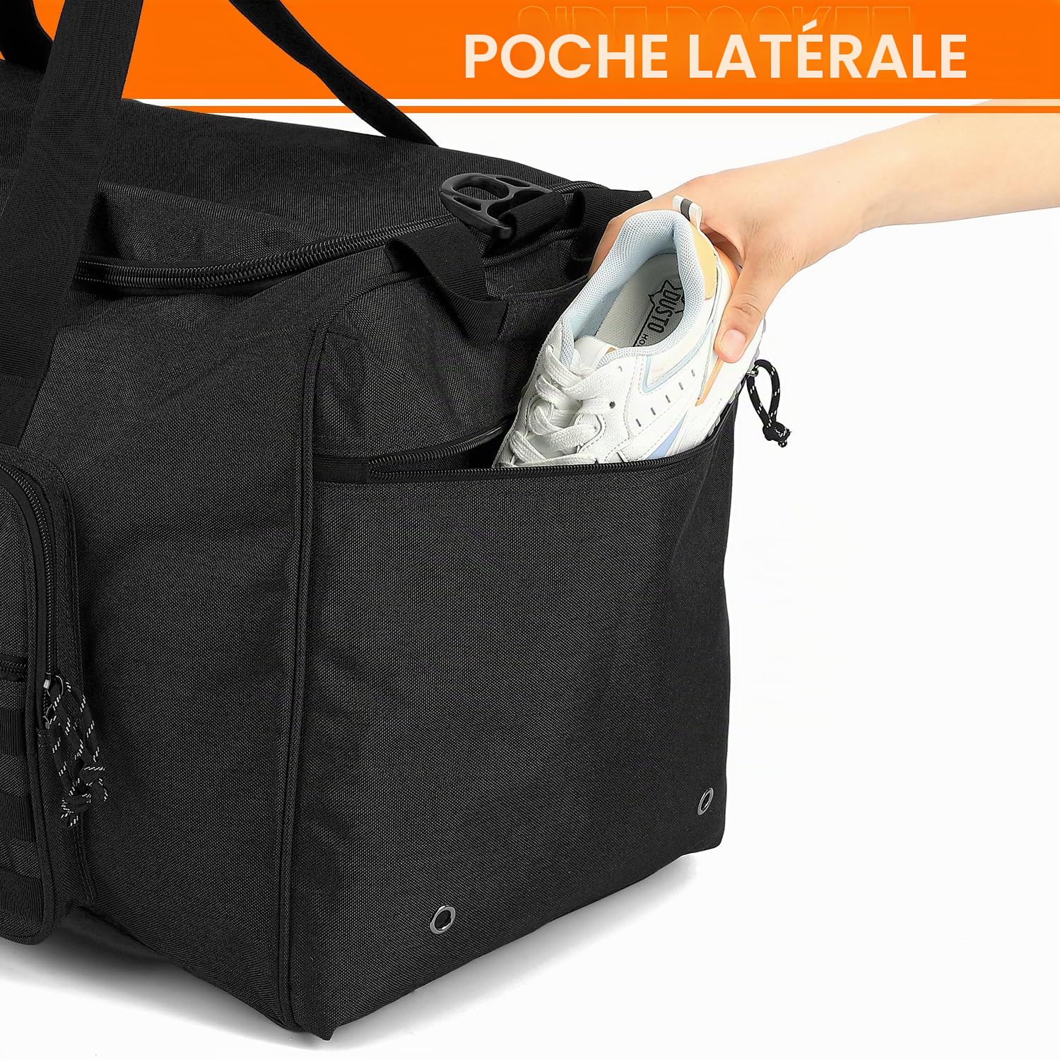 Sac de Sport Extra Large 115 L pour Hommes et Femmes, Sac de Voyage Robuste avec Bandoulière, Sacs de Sport Tactiques pour L'armée, Week-End, Nuitée, Camping, Noir