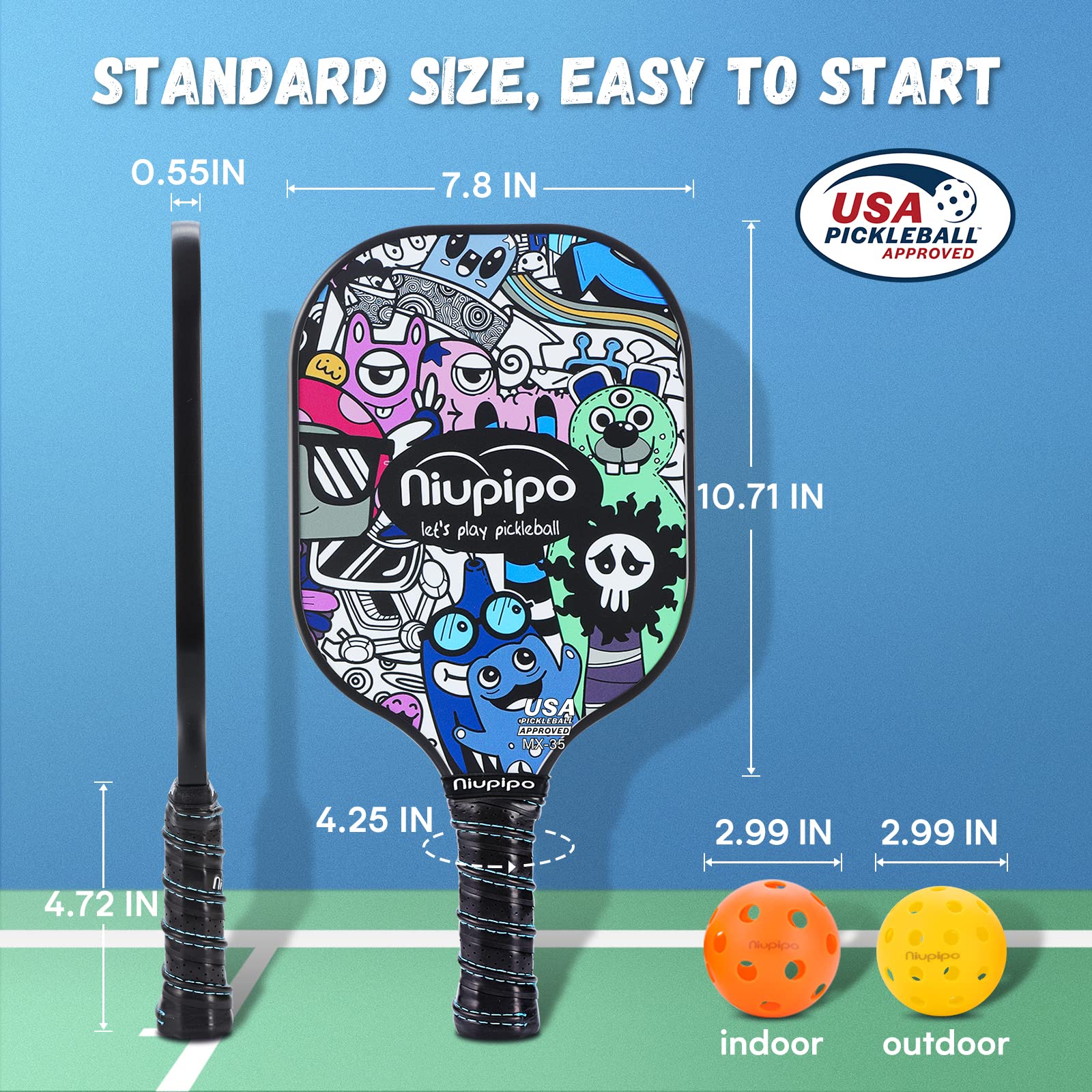 Amazon.co.jp: niupipo ピックルボールパドル 2個セット : Sports