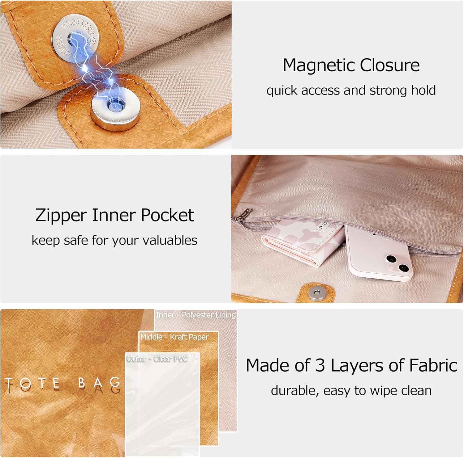 KALIDI PVC Tote Women Weekender Bag Large Shopper Handbag Oversize Shoulder Travel Purse - Image 4