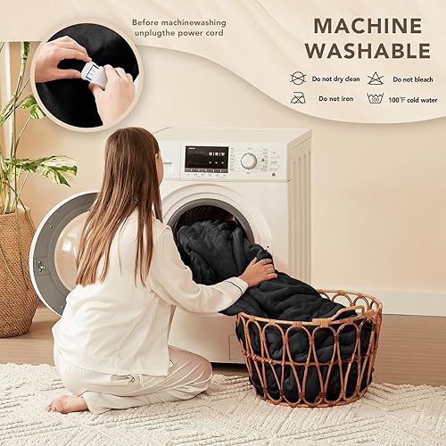 Miniatura 35 de Homemate - Manta eléctrica térmica con apagado automático en 1, 2, 4, 6 u 8 h, 10 niveles de calor, tela de franela y sherpa, protección contra 01