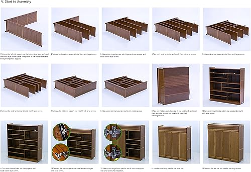 Miniatura 8 de Gdrasuya10 Armarios de almacenamiento de zapatos de bambú natural organizadores de zapatos independientes de 7 niveles con puertas ahorro de espacio
