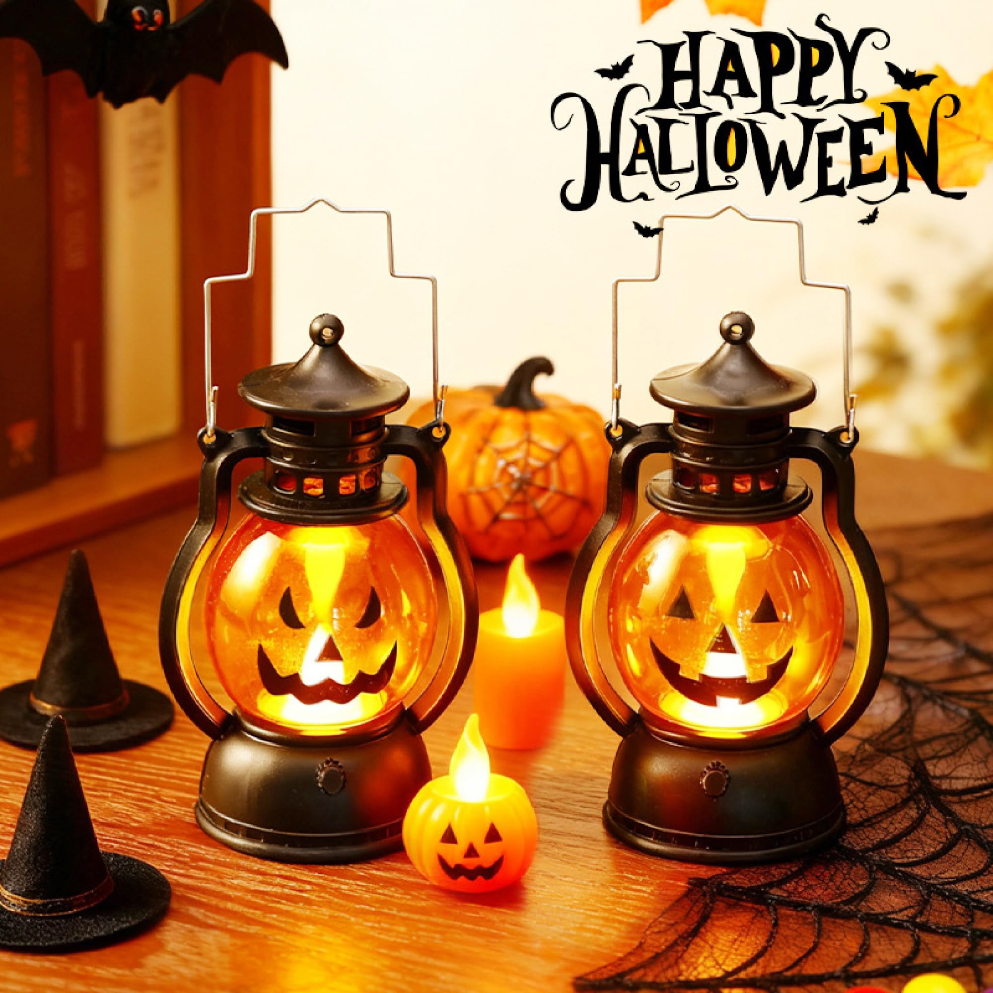 Mini vintage latarnia LED z dynią, Halloween Jack O latarnia do dekoracji