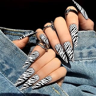 ネイルチップ ギャル 子供 ロング 付け爪 長い 地雷系 明日届く 黒 可愛い キラキラ シール コギャル グッズ (ギャルタイプ1, ロング)