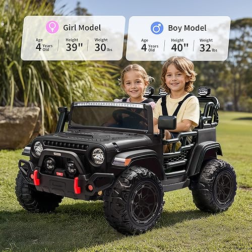 Miniatura 2 de Coche eléctrico de 2 plazas, coche de juguete de paseo de 12 V para niños 4-8 con control remoto, neumáticos EVA, color negro
