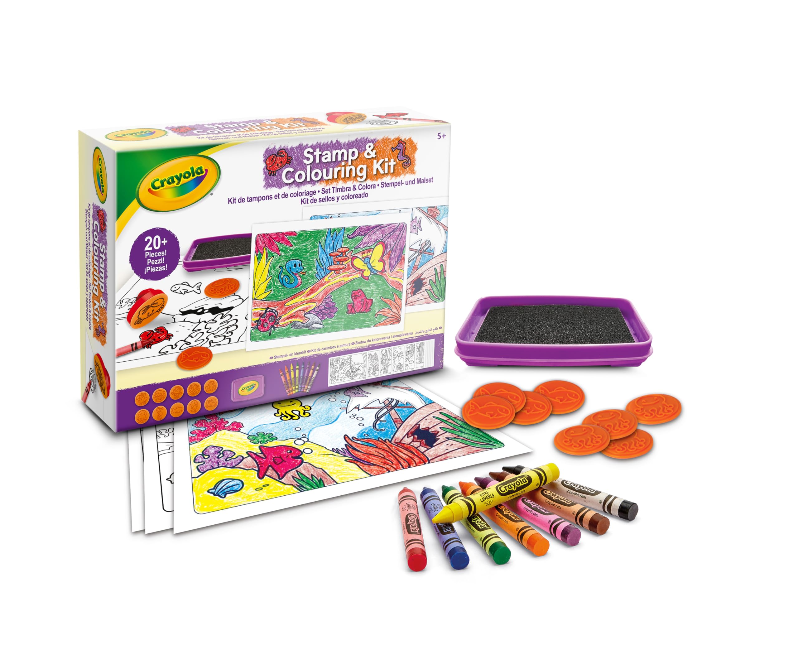 CRAYOLA - Stamp & Colour Set with Stamps and Wax Crayons, Creative Activity for Children, Animals, Ages 5 and up, 04-2951