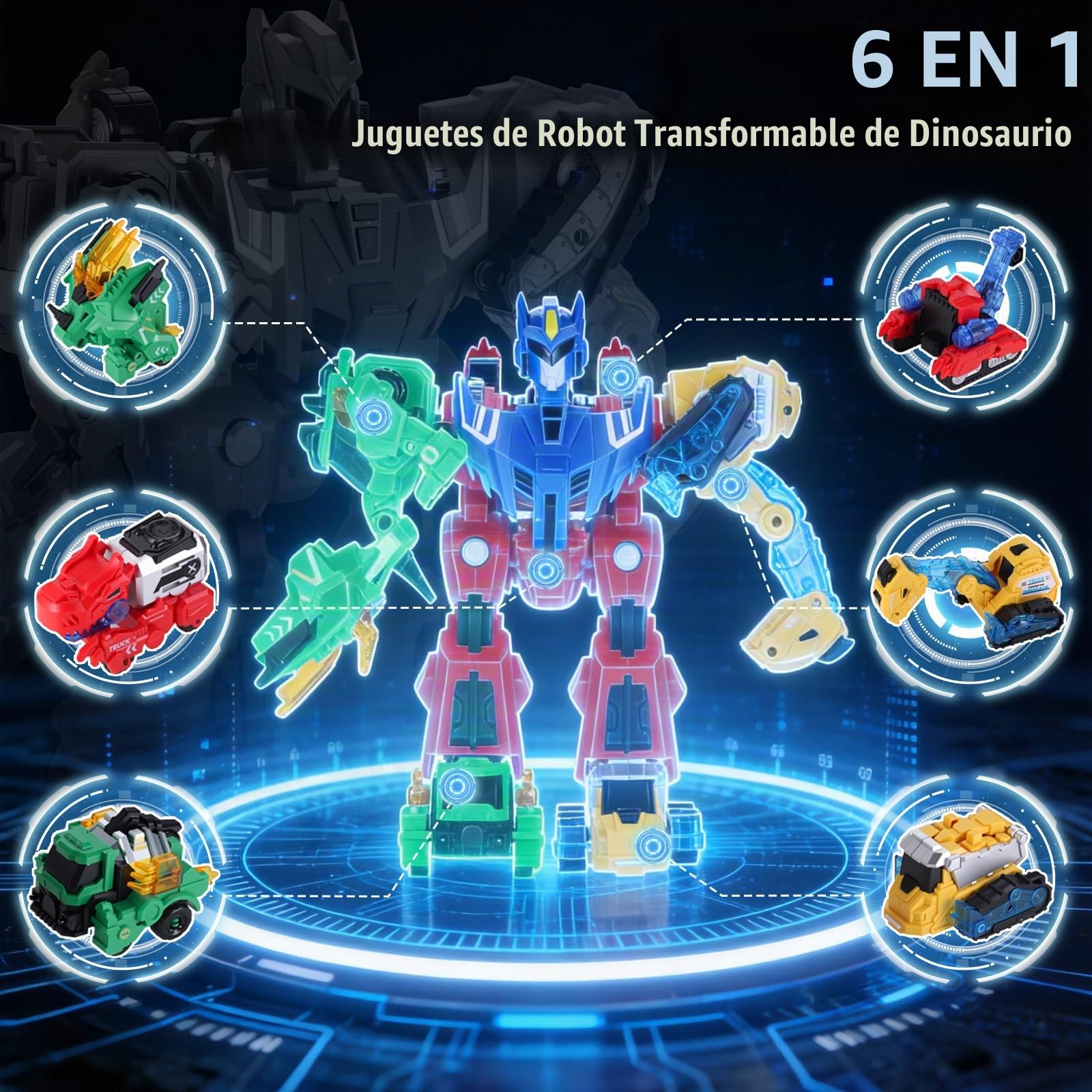 Dinosaurios Juguetes Transform Robot - 6 en 1 Magnético Coche para Niños