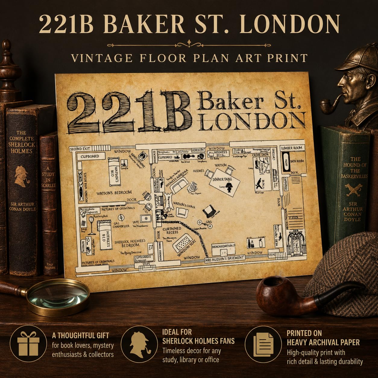Amazon.com: Sherlock Holmes 221B Baker Street - 11x14 Unframed Art