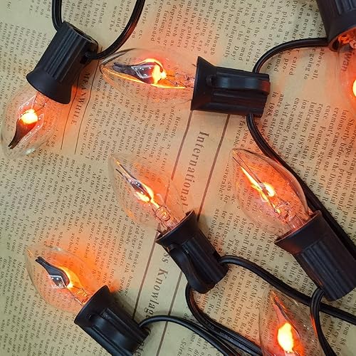 Miniatura 3 de Paquete de 25 bombillas de llama parpadeante de Navidad C7, bombillas de llama parpadeante transparente de 1 W, bombillas de repuesto para