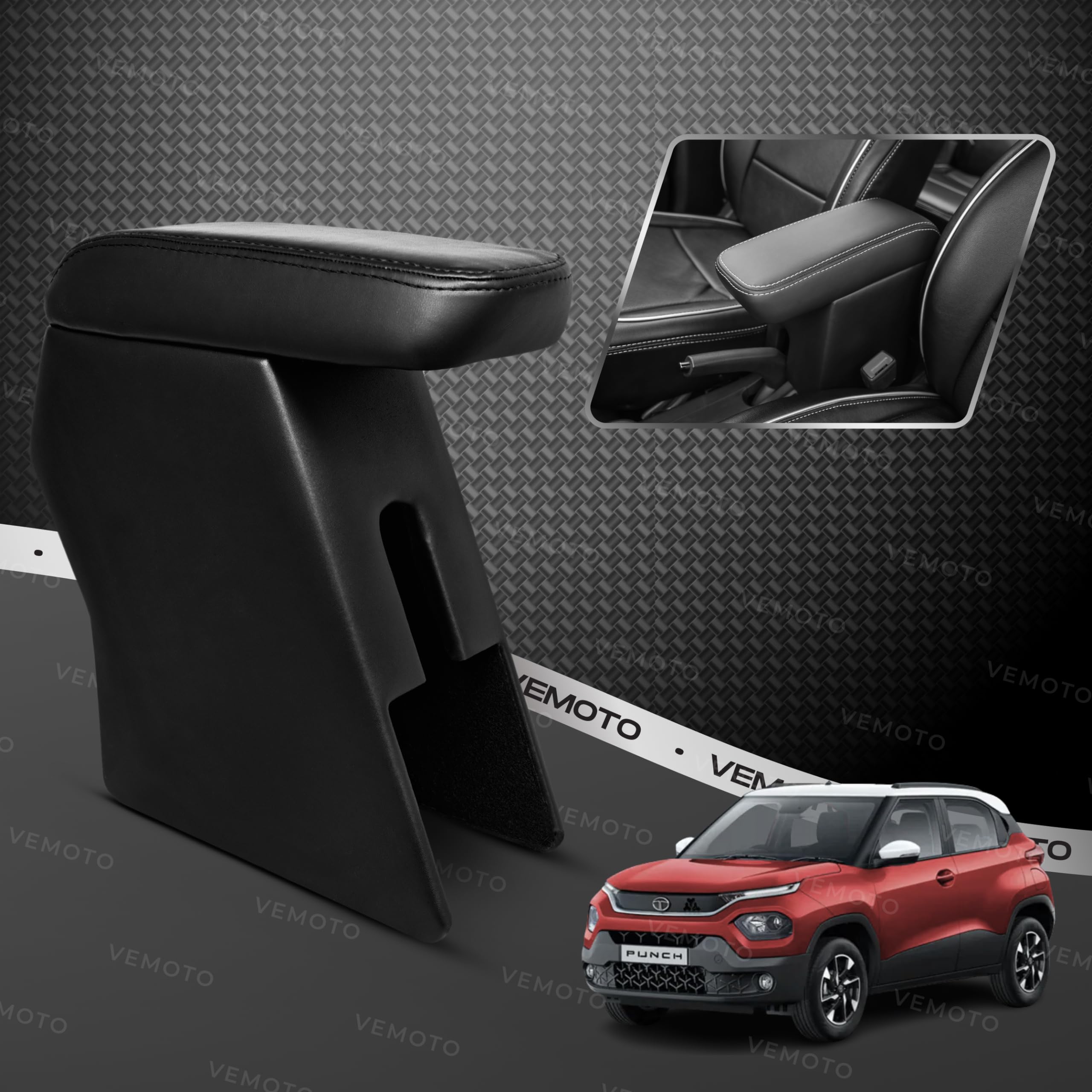 VEMOTO™ 2.0 High-End Car Center Armrest with Storage Compartment and Ultimate Comfort for Tata PUNCH (Not for Punch EV) (Black)-image-26